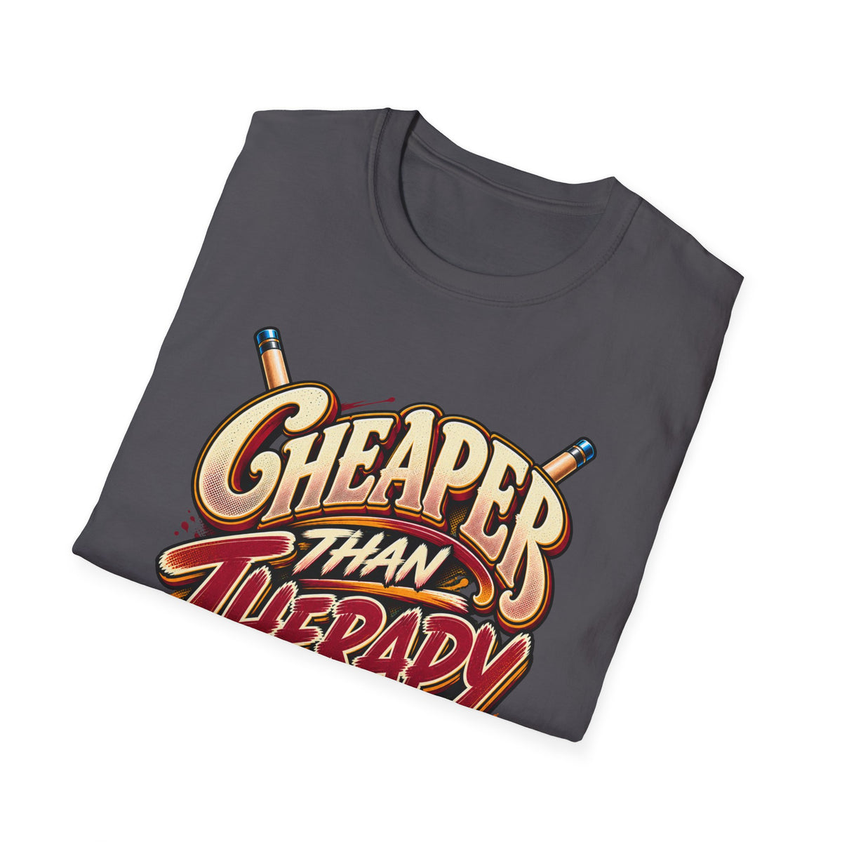 Cheaper Than Therapy Funny Pool Player T-Shirt | Essentials Series | CCS-EST-008