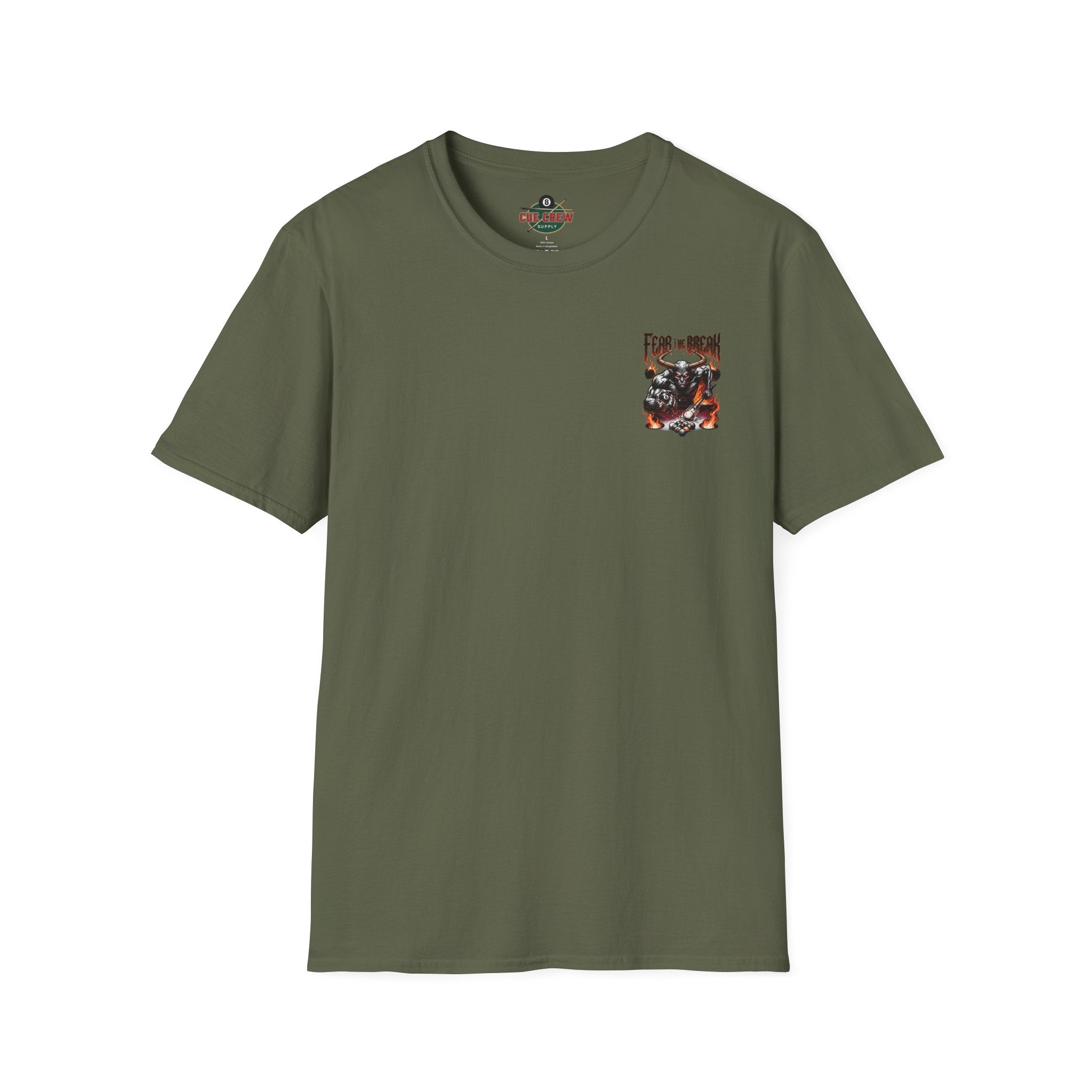 Fear The Break Demon Billiards T-Shirt | Fiery Pool Player Graphic Tee | Front & Back Print