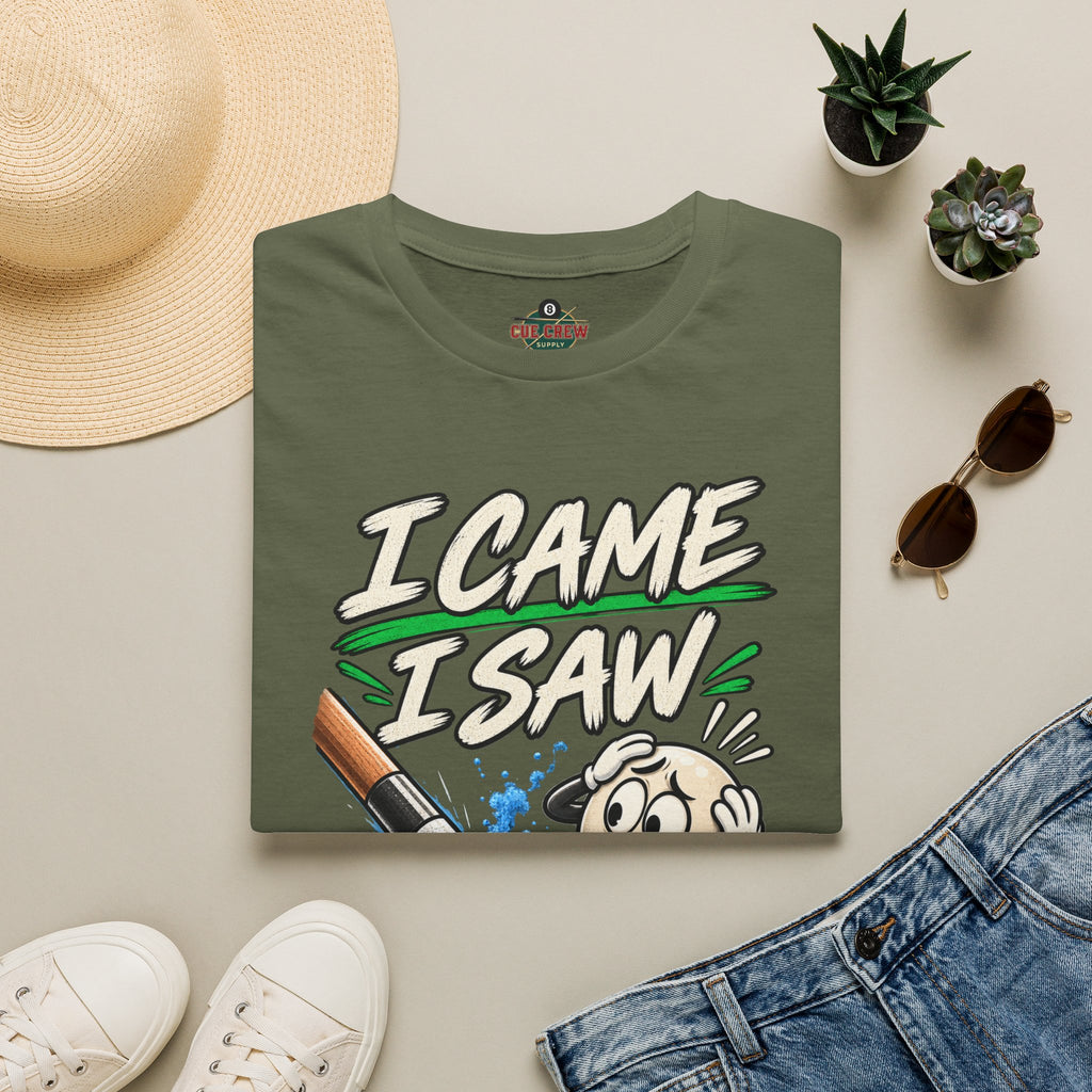 I Came I Saw I Miscue’d – Funny Billiards T-Shirt – Pool Player Tee