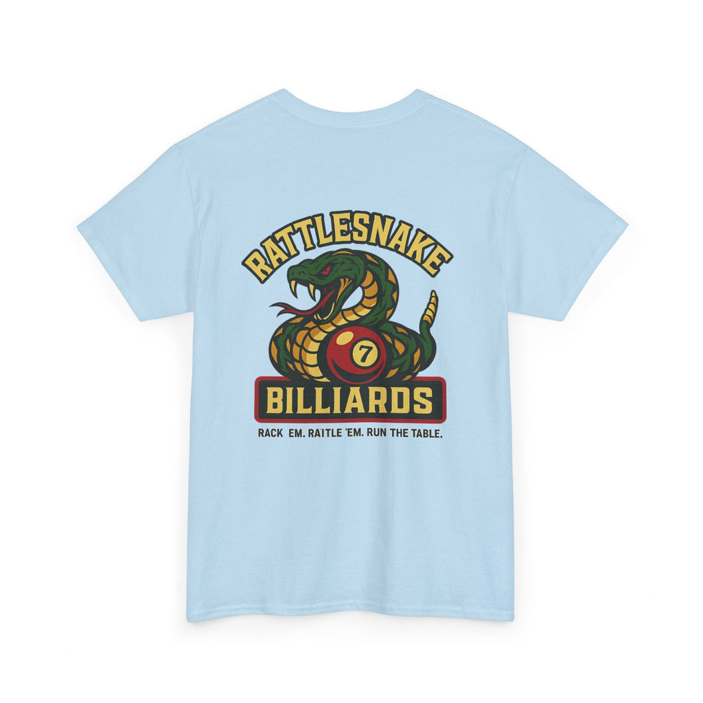 Rattlesnake Billiards - Rack 'Em, Rattle 'Em, Run The Table - Strike Hard, Play Bold Tee