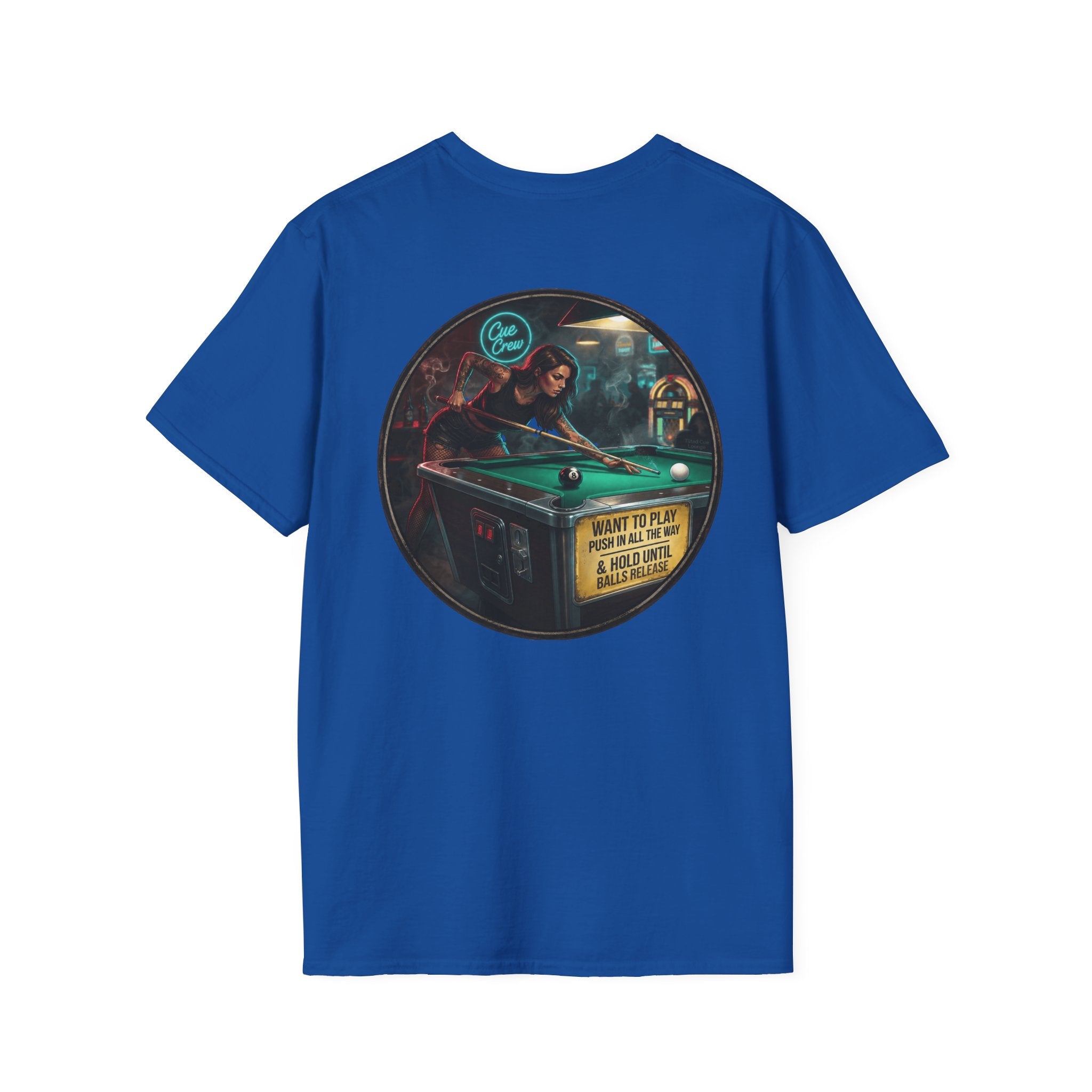 Push In All The Way Billiards T-Shirt – Vintage Coin-Op Pool Hall Graphic Tee | Front & Back Print