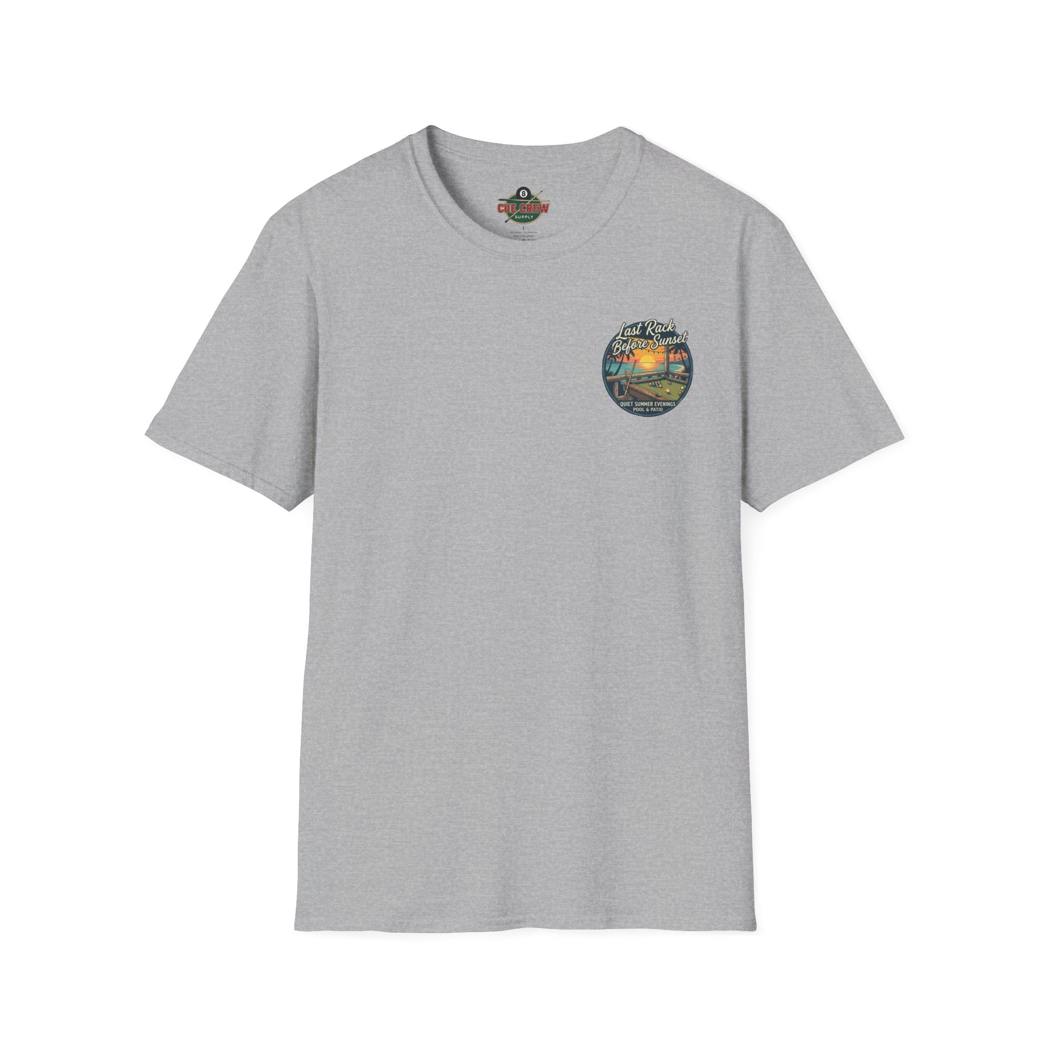 Last Rack Before Sunset Billiards T-Shirt | Tropical Pool Hall Sunset Graphic Tee | Beach Vibes Pool Player Shirt