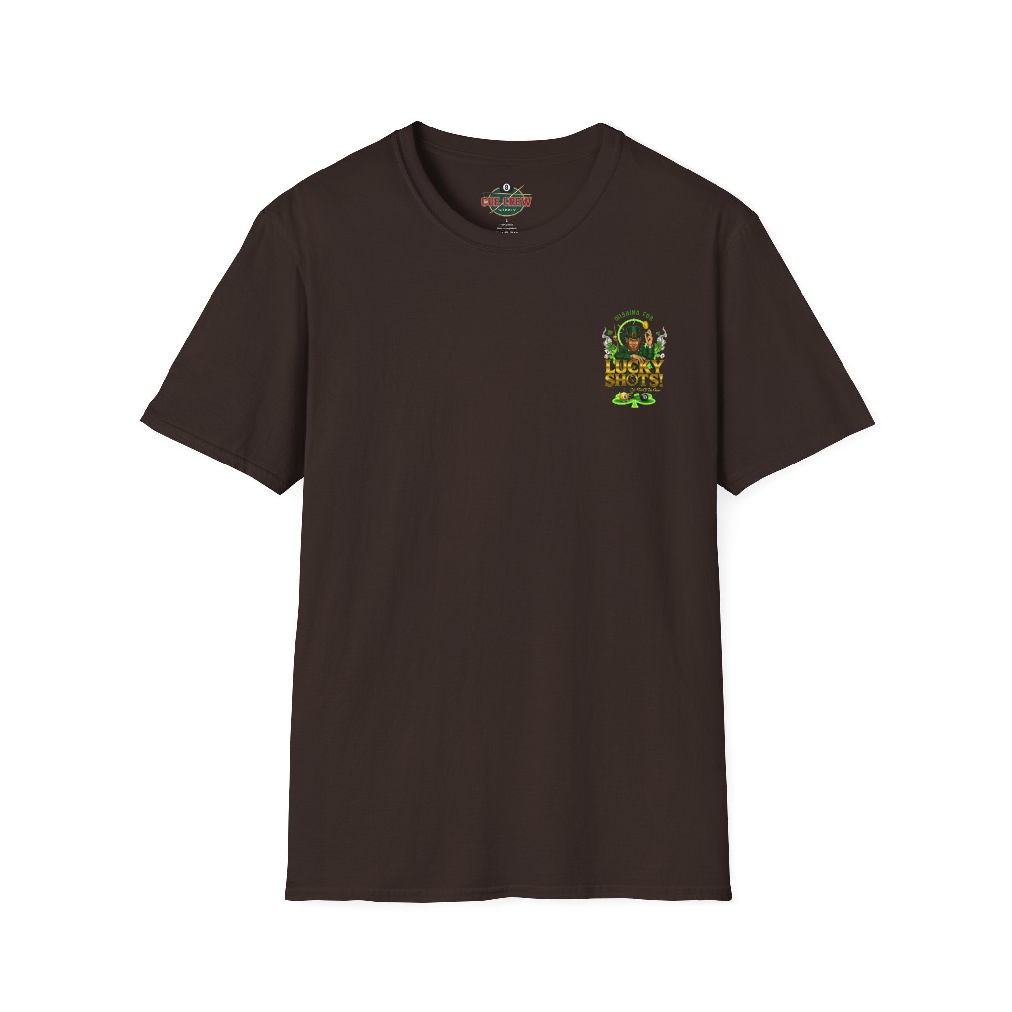 Wishing for Lucky Shots! Funny St. Patrick's Day Pool Player T-Shirt | Irish Billiards Graphic Tee | Front & Back Print