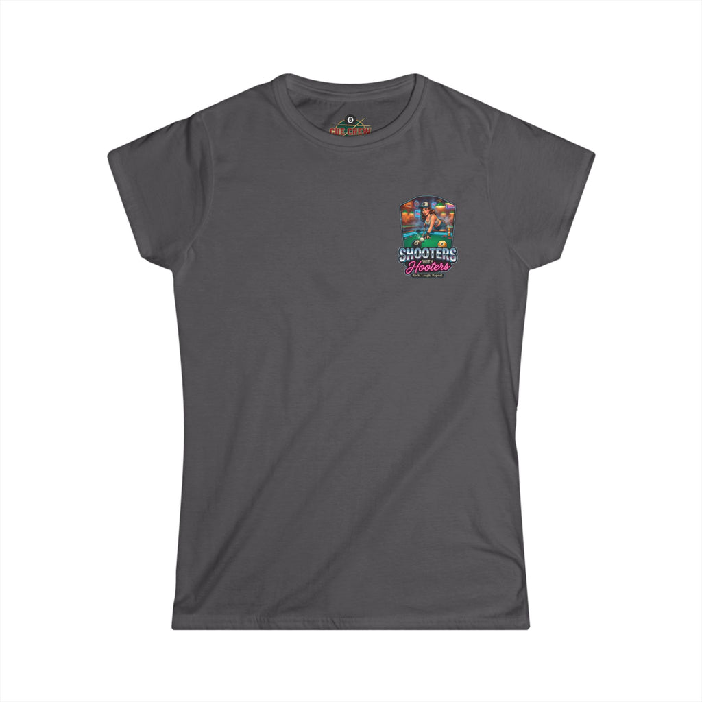 Shooters With Hooters Women's Billiards T-Shirt – Funny Pool Player Graphic Tee | Front & Back Print