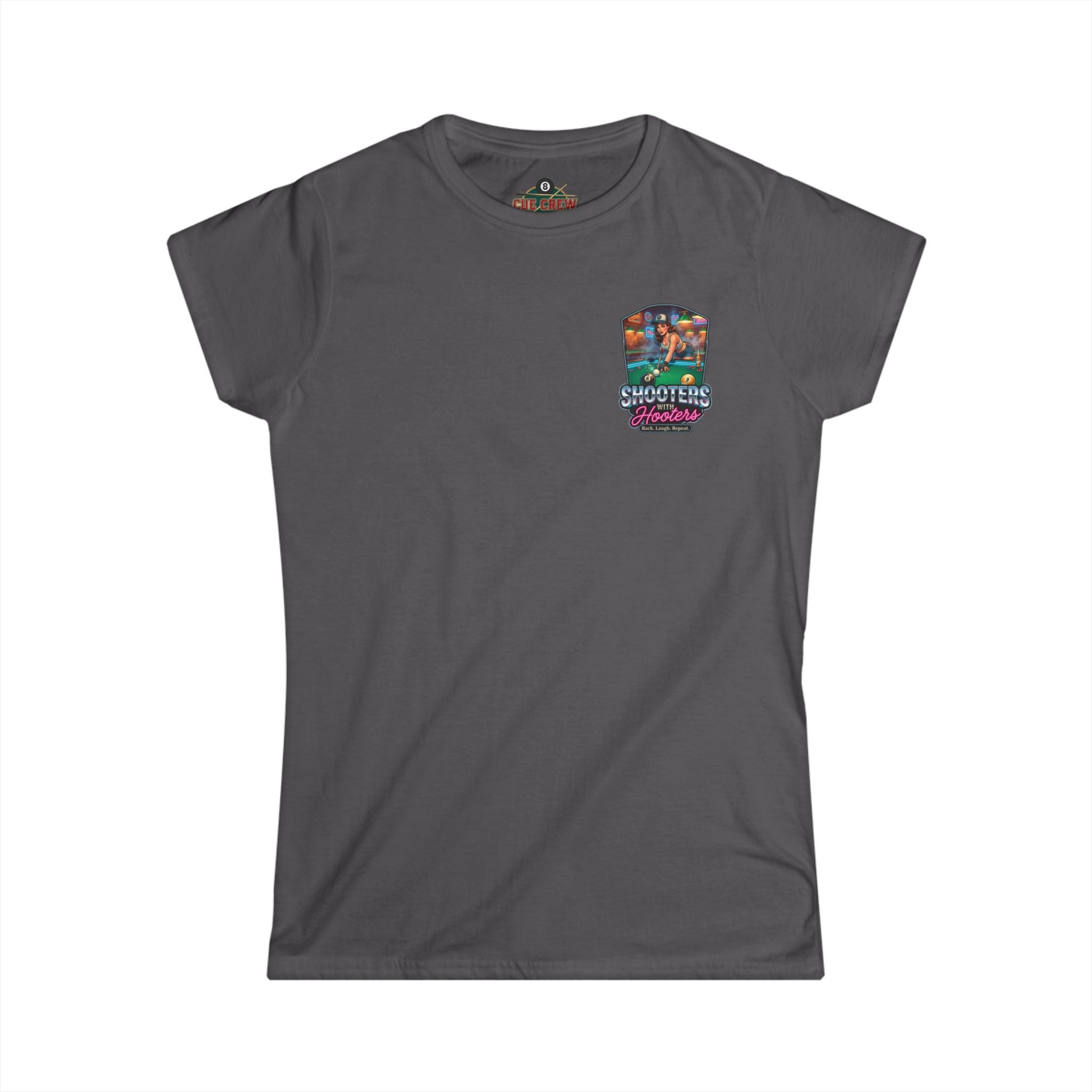 Shooters With Hooters Women's Billiards T-Shirt – Funny Pool Player Graphic Tee | Front & Back Print