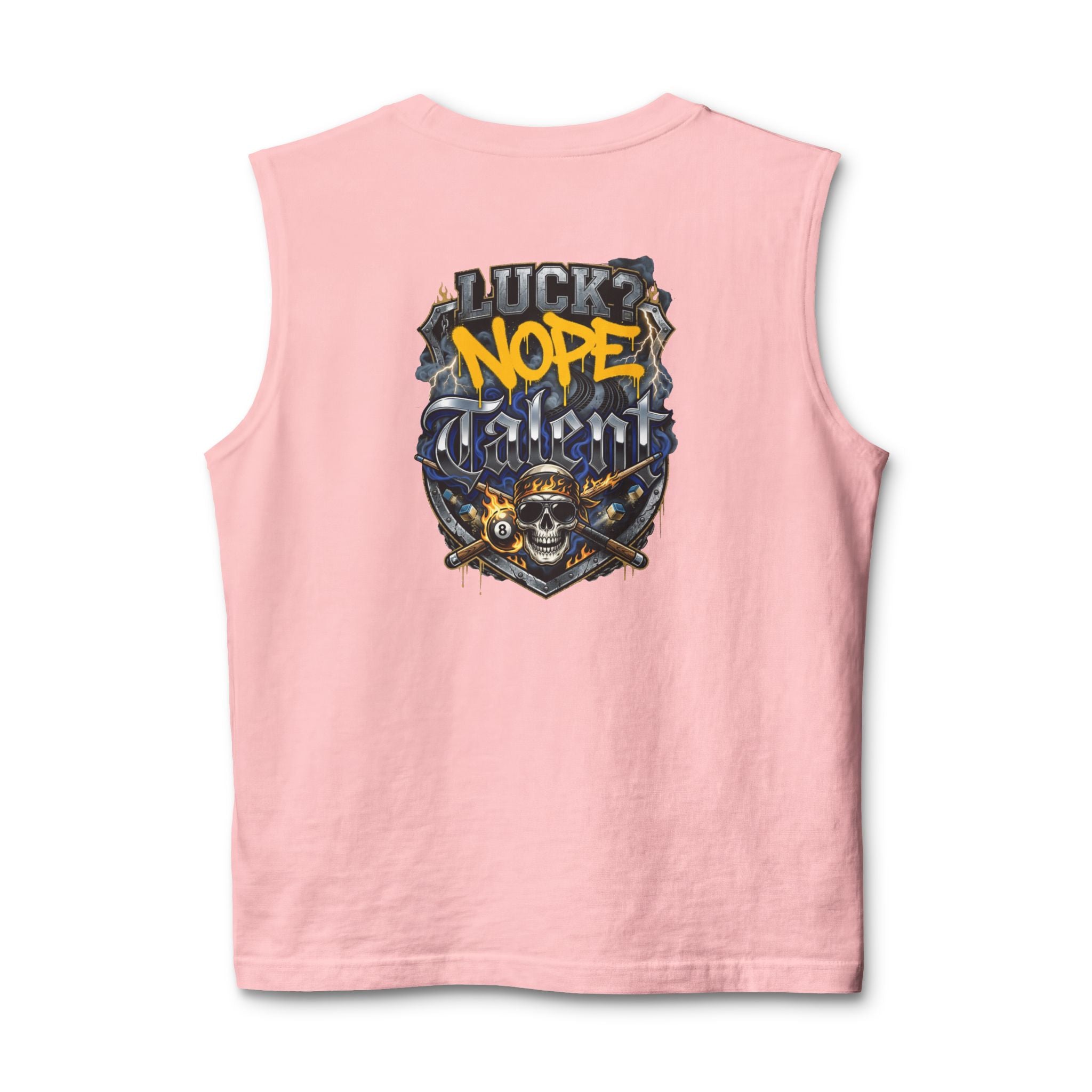 Luck? Nope. Talent. Unisex Muscle Tank | Funny Pool Player Sleeveless Shirt | Skull Billiards Gym Tank | Cue Crew Supply