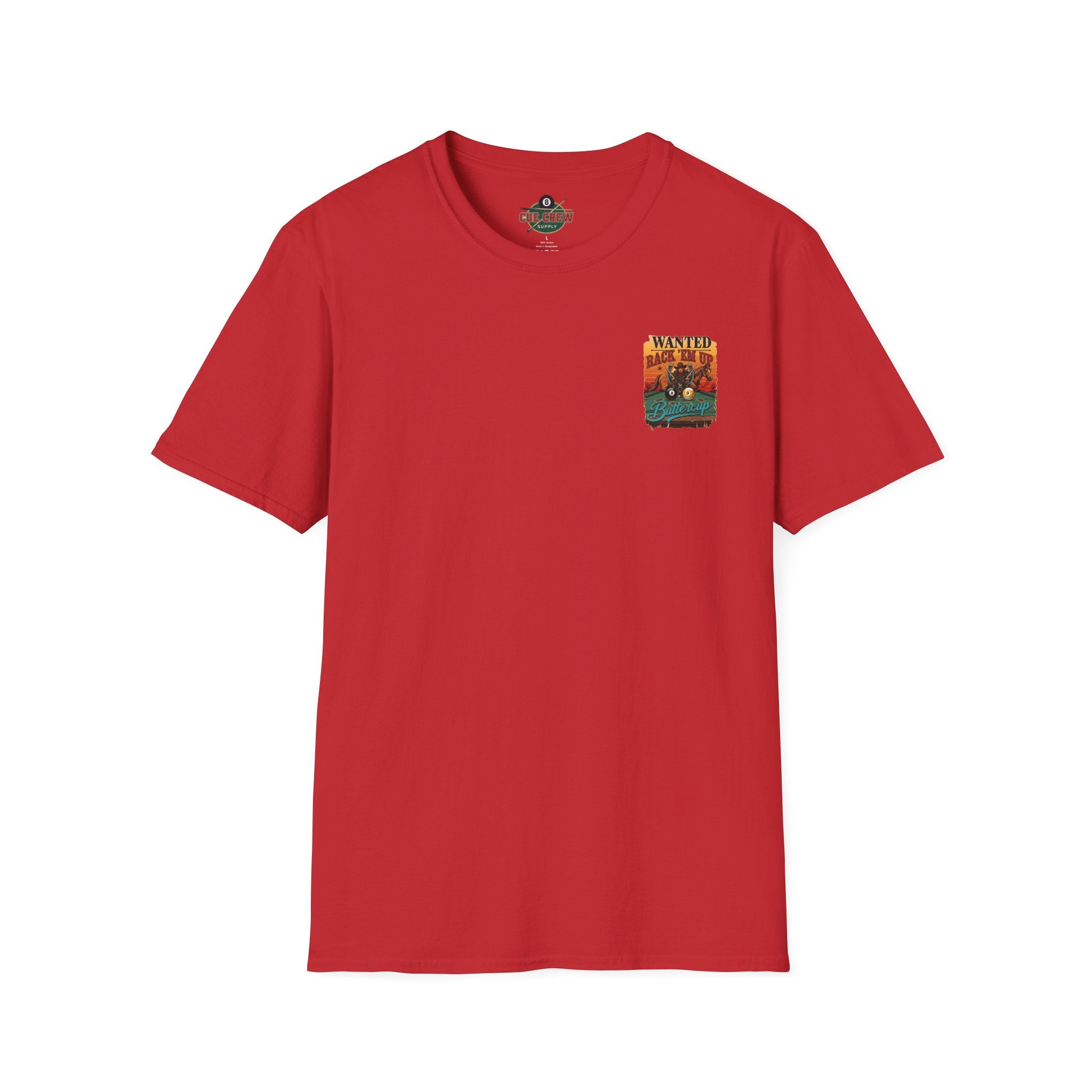 Rack 'Em Up Buttercup Cowboy Billiards T-Shirt | Funny Western Pool Player Graphic Tee | Front & Back Print