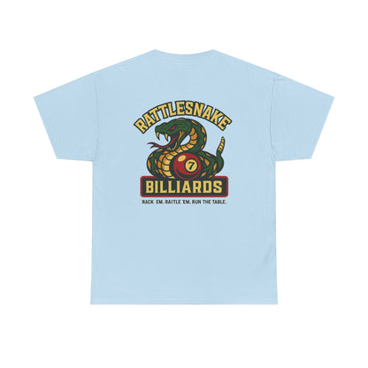 Rattlesnake Billiards - Rack 'Em, Rattle 'Em, Run The Table - Strike Hard, Play Bold Gildan Tee