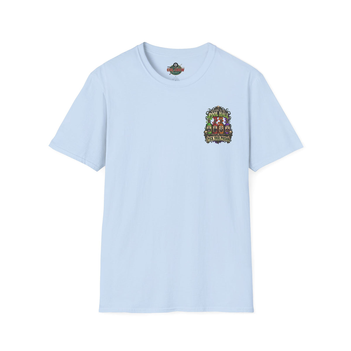 Pick Your Poison – Halloween Billiards T-Shirt – Front & Back Pool Tee | CCS-HST-003