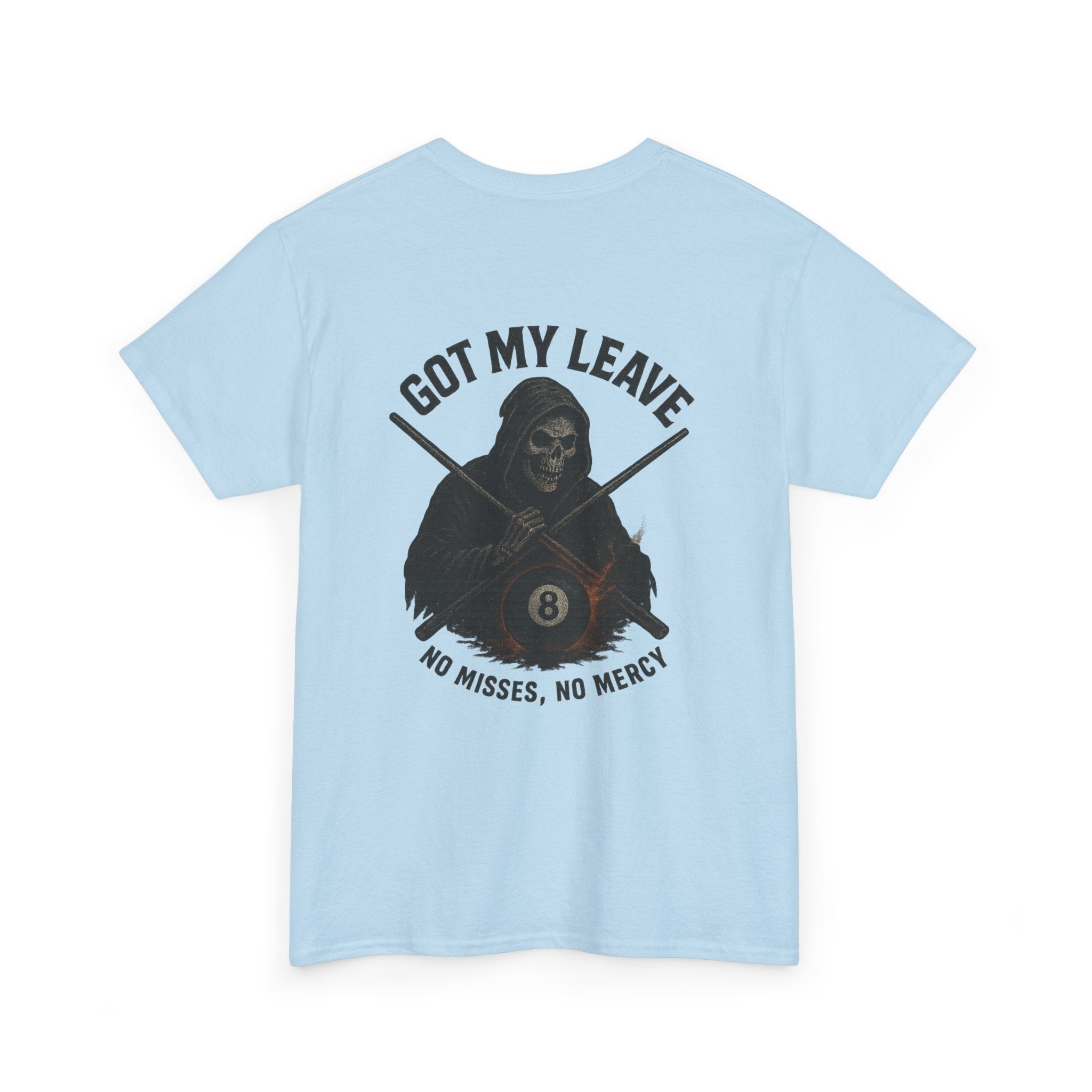 Grim Reaper Billiards Tee – “No Misses, No Mercy”  Flaming 8-Ball Graphic Shirt