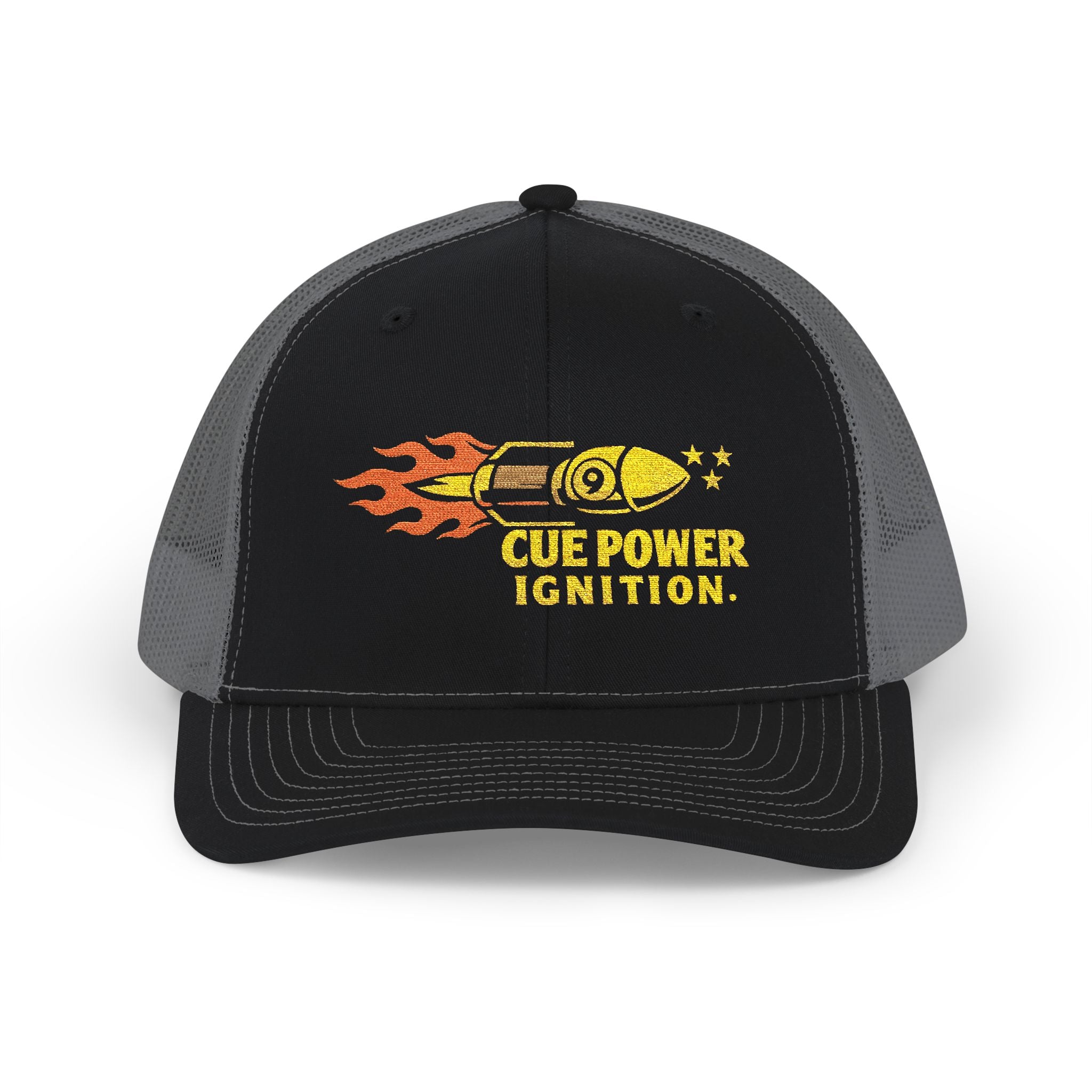 Cue Power Ignition Billiards Embroidered Richardson Trucker Cap