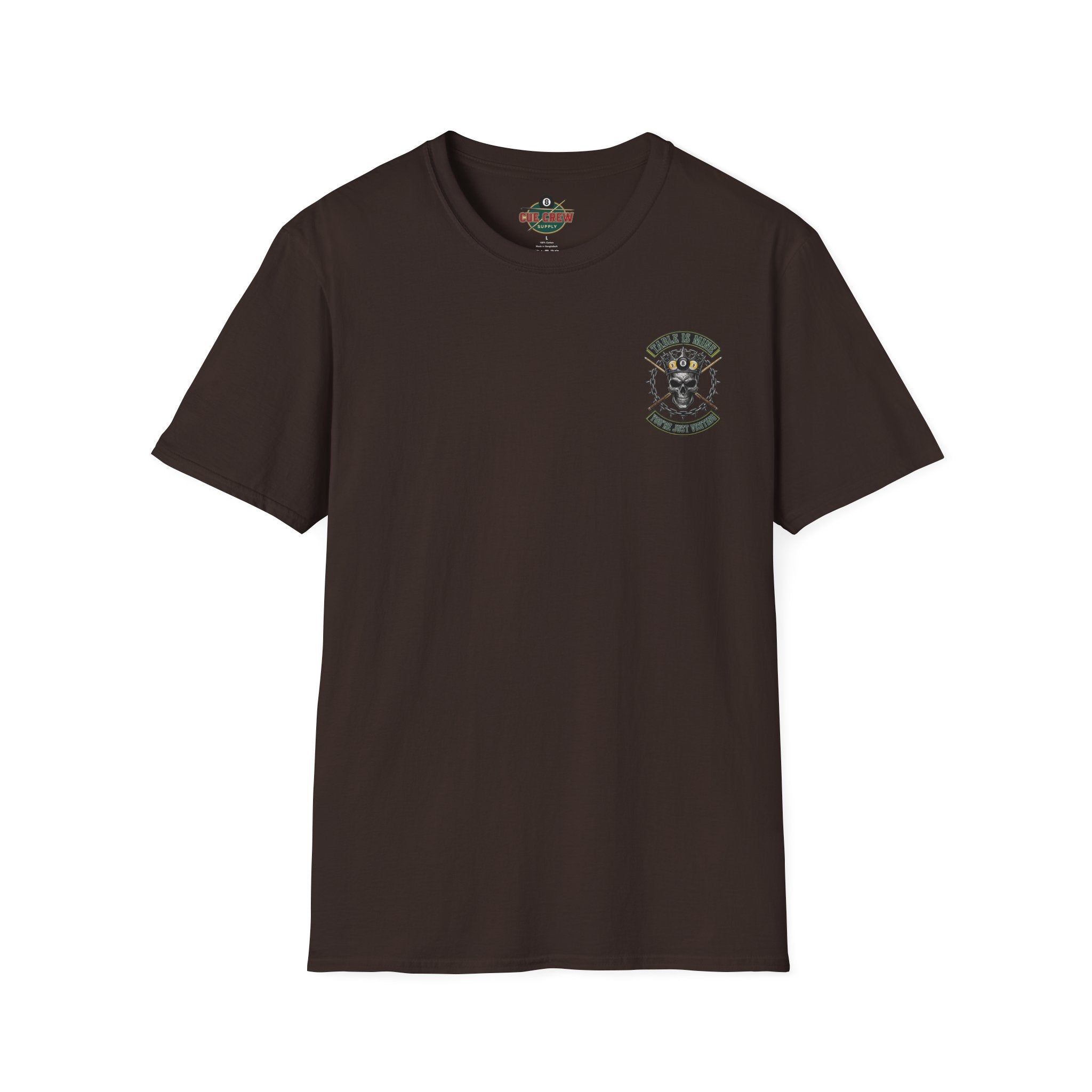Table Is Mine You're Just Visiting Billiards T-Shirt | Skull King Pool Player Graphic Tee | Front & Back Print