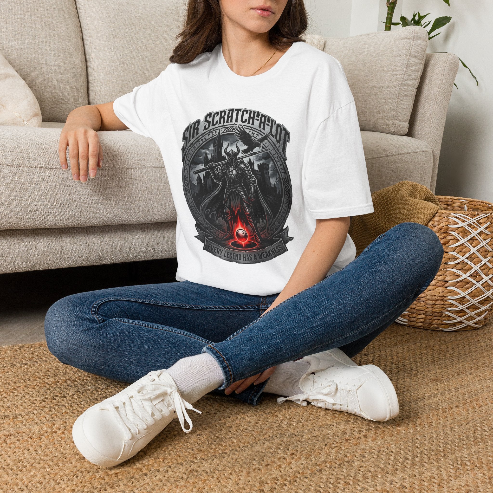 Sir Scratch-A-Lot Funny Billiards T-Shirt | Medieval Pool Knight Graphic | Front Only Print Unisex Tee
