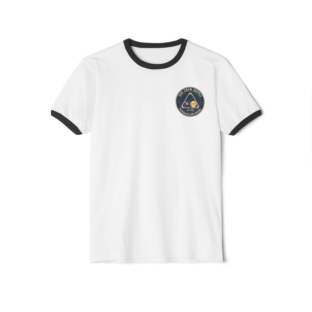 Cue Crew Supply Logo V11 Next Level Ringer Tee