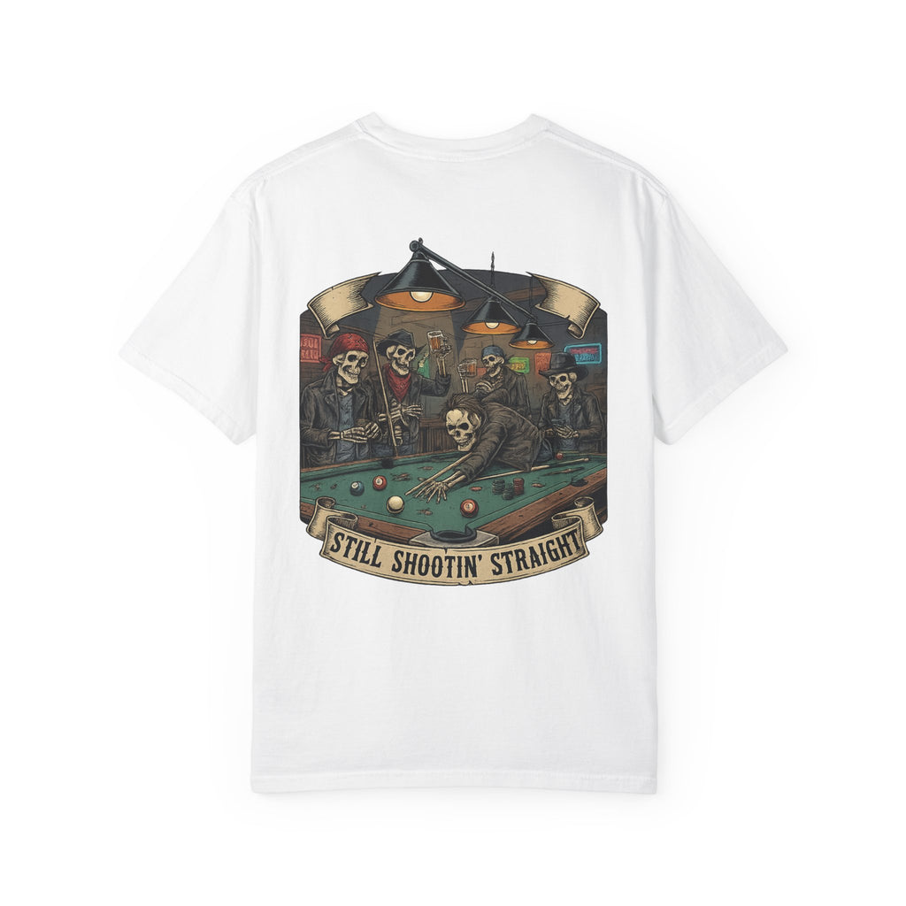 Still Shootin' Straight Pool Skeleton Comfort Colors Tee