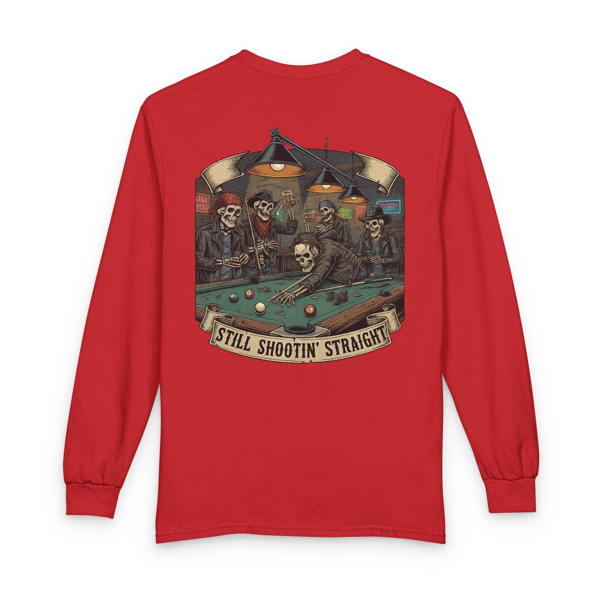 Still Shootin’ Straight Billiards Gildan Long Sleeve Tee
