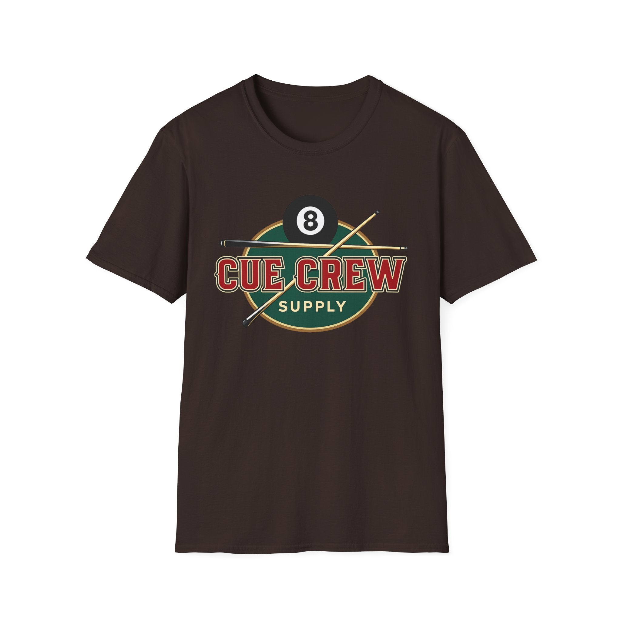 Cue Crew Supply Retro Logo Core Line Billiards Gildan Tee