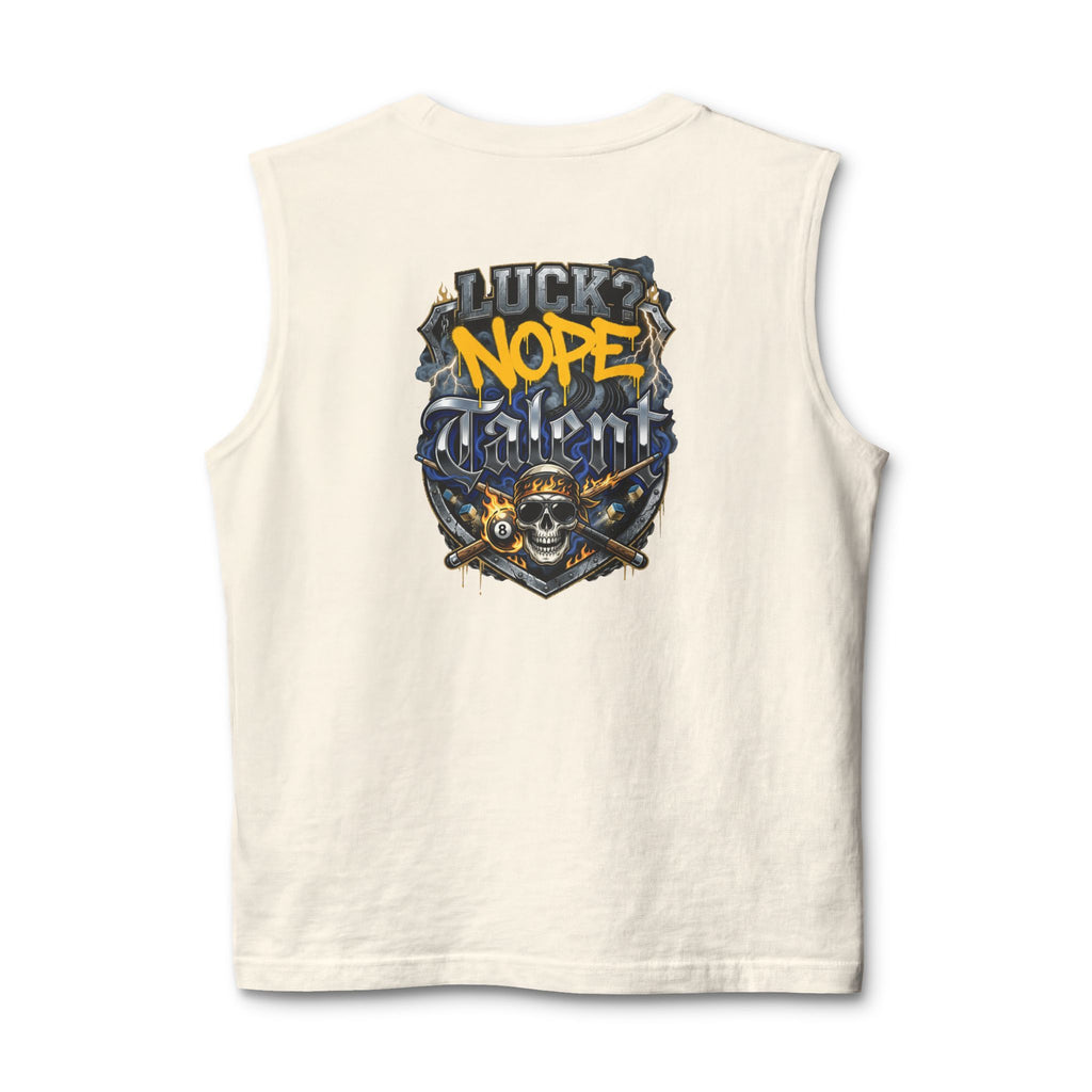 Luck? Nope. Talent. Unisex Muscle Tank | Funny Pool Player Sleeveless Shirt | Skull Billiards Gym Tank | Cue Crew Supply