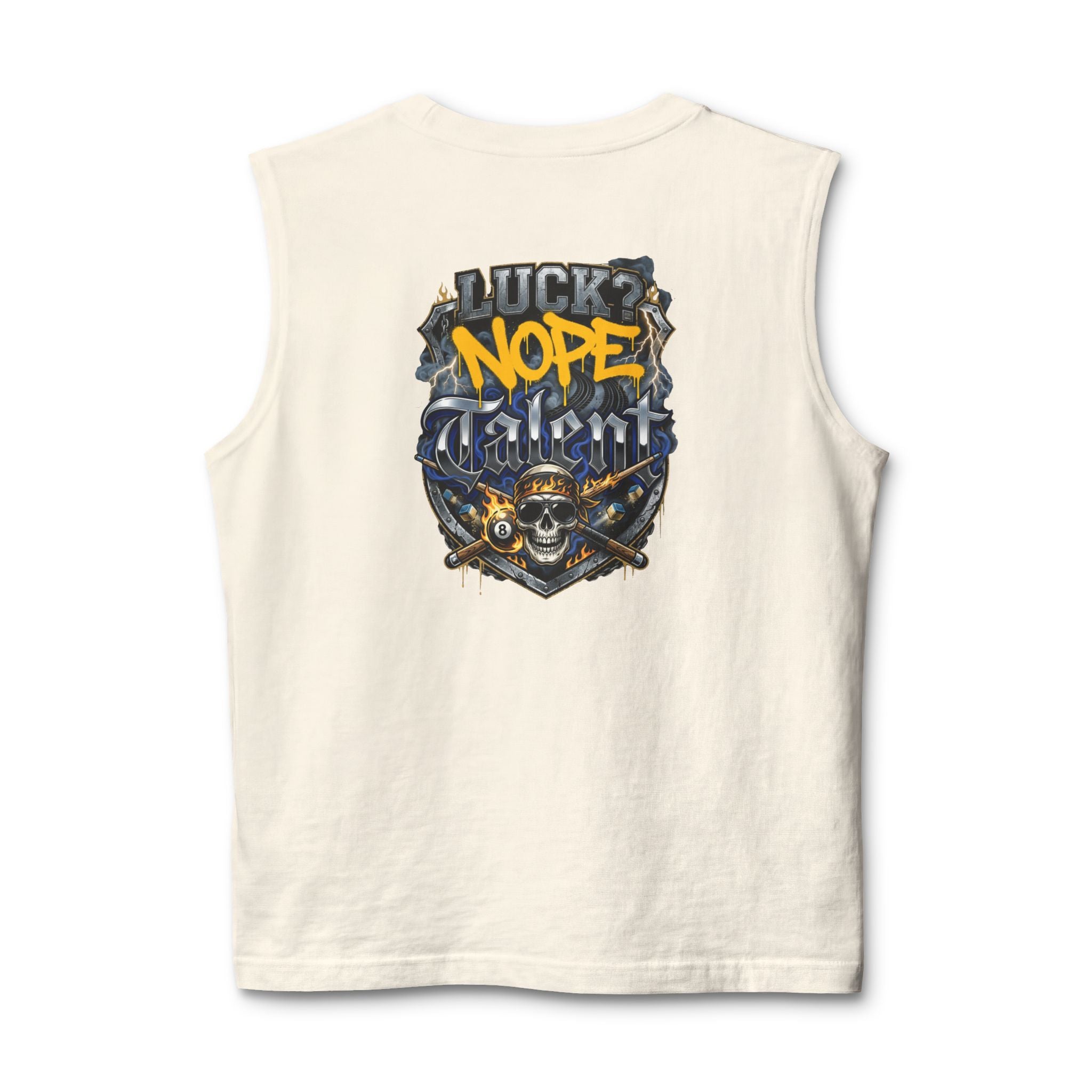 Luck? Nope. Talent. Unisex Muscle Tank | Funny Pool Player Sleeveless Shirt | Skull Billiards Gym Tank | Cue Crew Supply