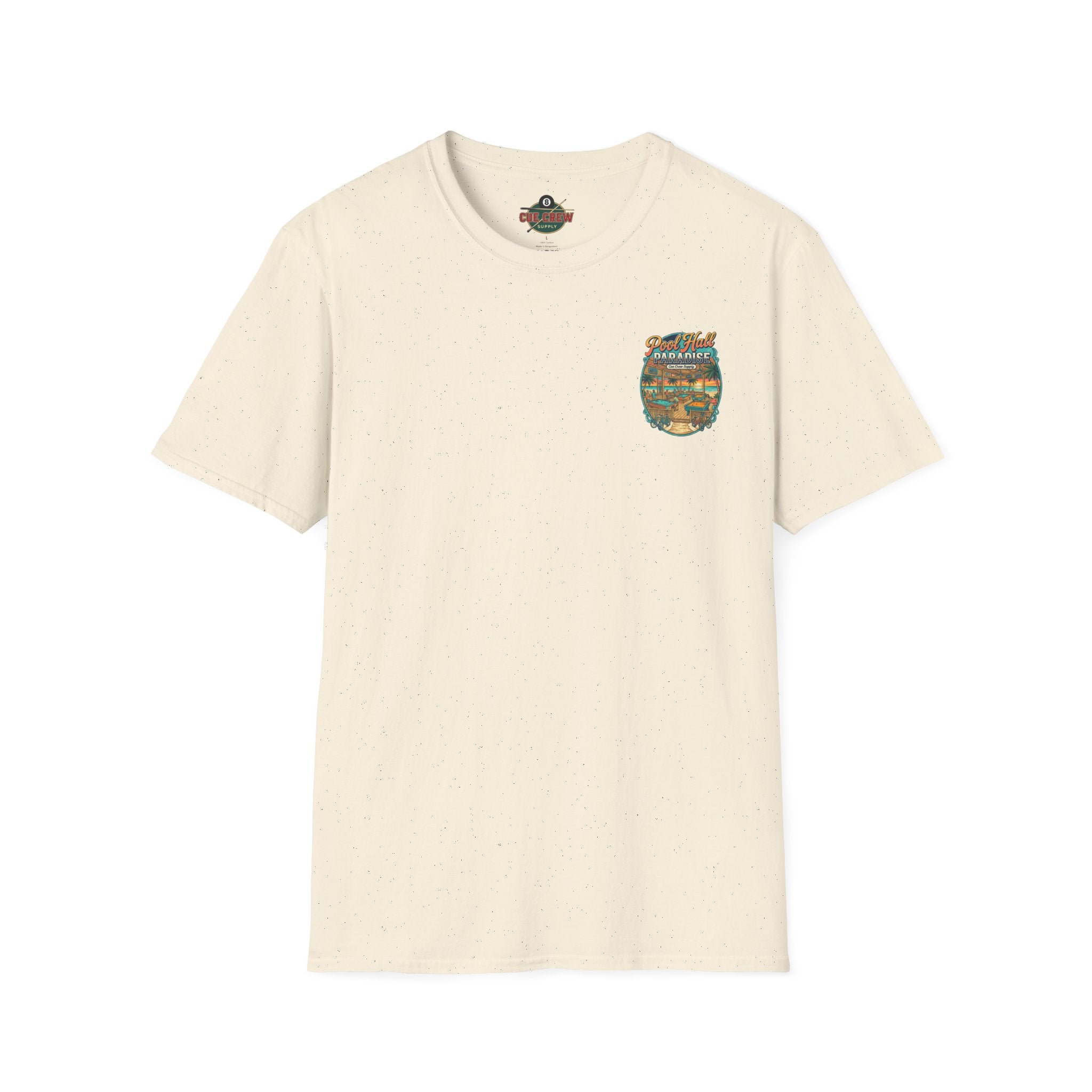 Pool Hall Paradise Beach Billiards T-Shirt V1 | Tropical Pool Player Graphic Tee | Front & Back Print