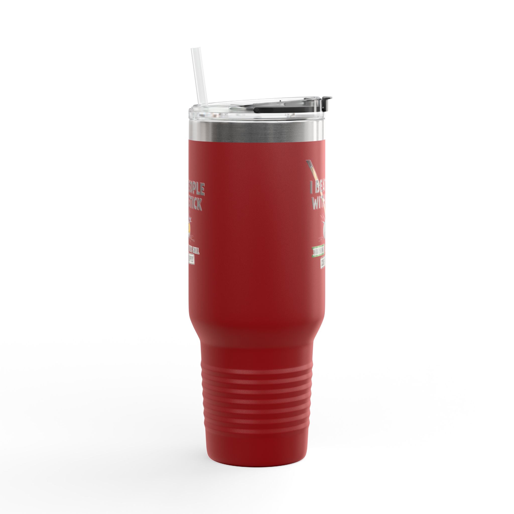 I Beat People With a Stick” Billiards Cue Crew Funny 40 oz. Tumbler
