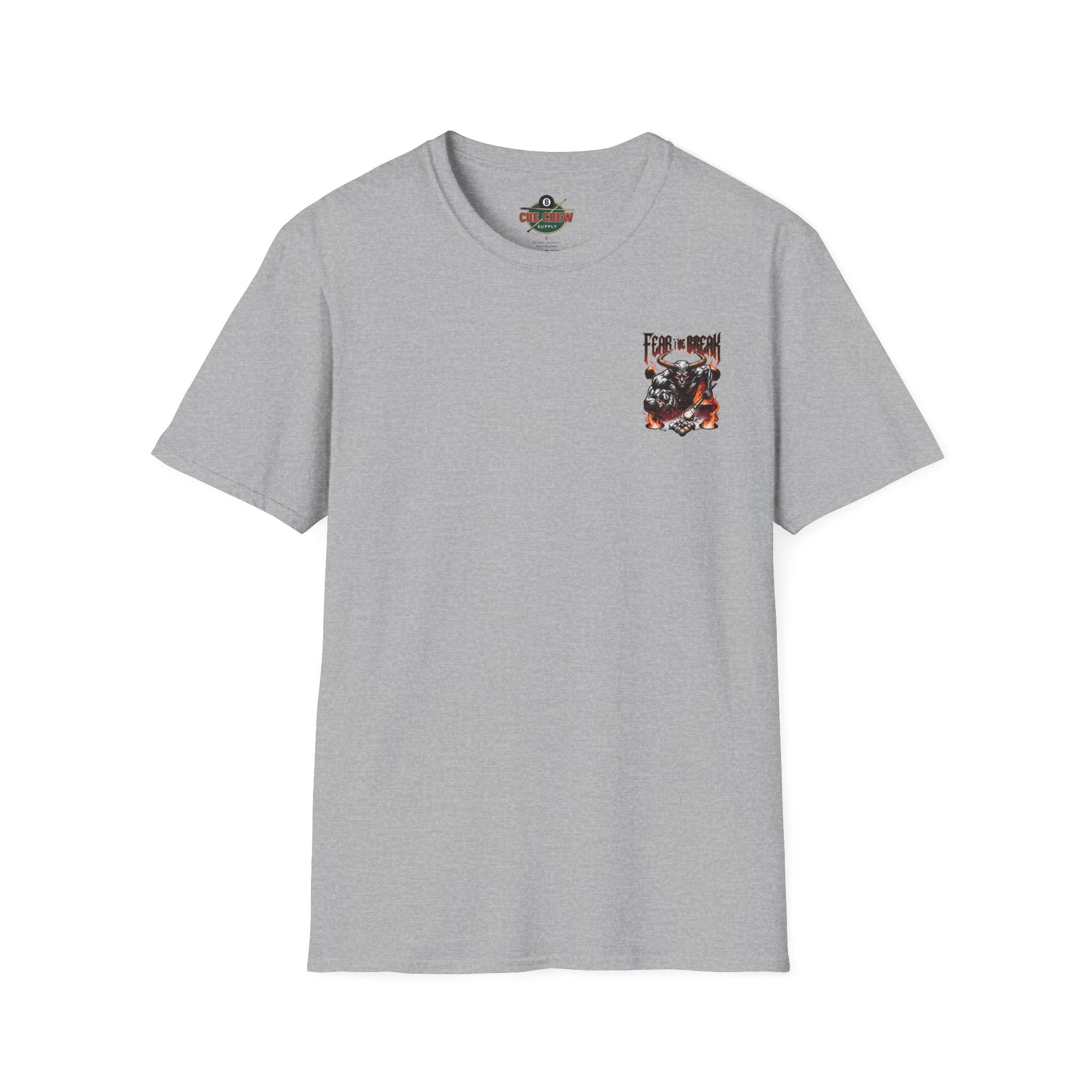 Fear The Break Demon Billiards T-Shirt | Fiery Pool Player Graphic Tee | Front & Back Print