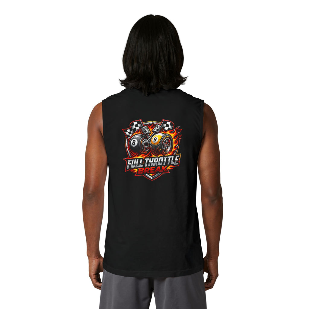 Full Throttle Break Unisex Muscle Tank | Hot Rod 8 Ball & 9 Ball Pool Player Sleeveless Shirt | Cue Crew Supply