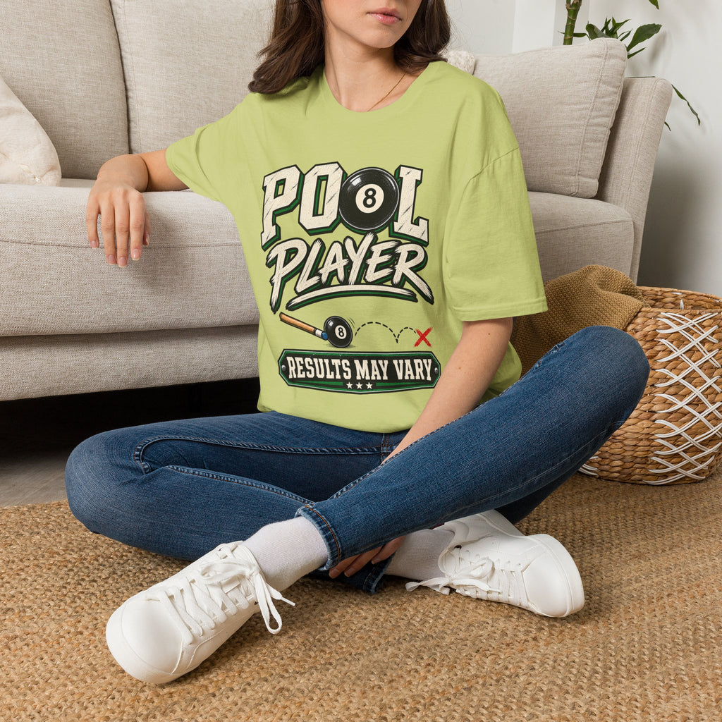Pool Player Results May Vary – Funny Billiards T-Shirt