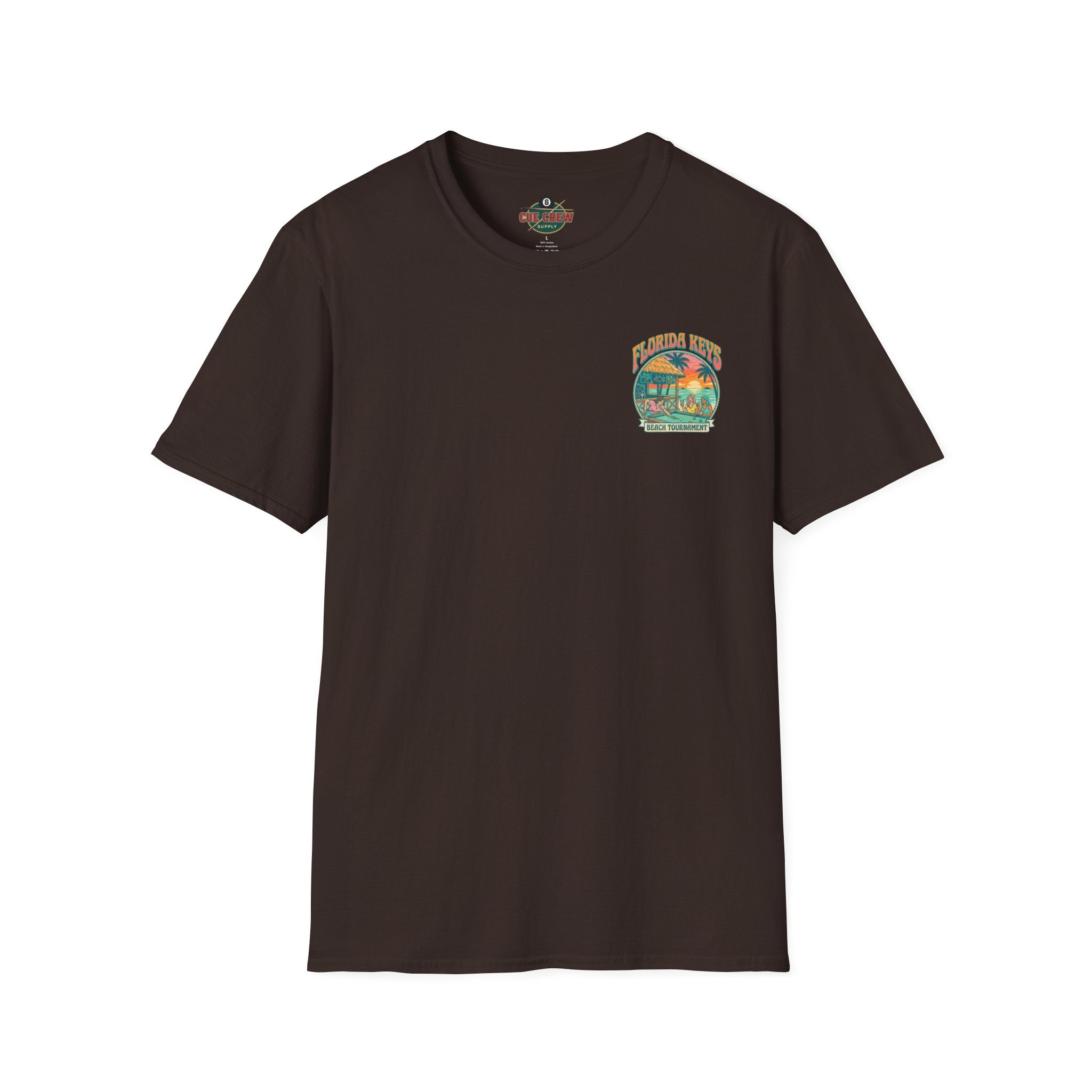 Florida Keys Beach Tournament Billiards T-Shirt – Tropical Pool Player Graphic Tee | Front & Back Print
