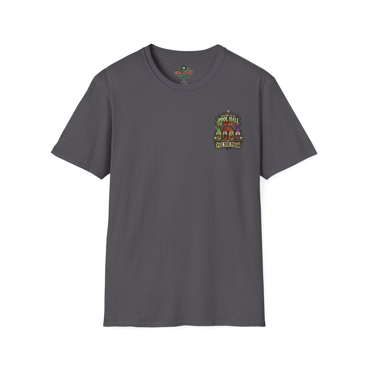 Pick Your Poison – Halloween Billiards T-Shirt – Front & Back Pool Tee | CCS-HST-003