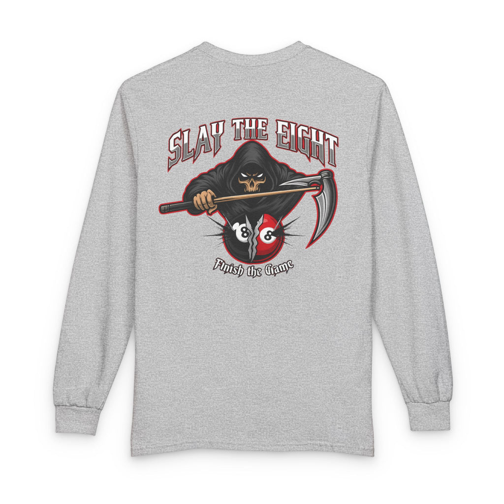 Slay the Eight Grim Reaper Billiards Gildan Long Sleeve Tee