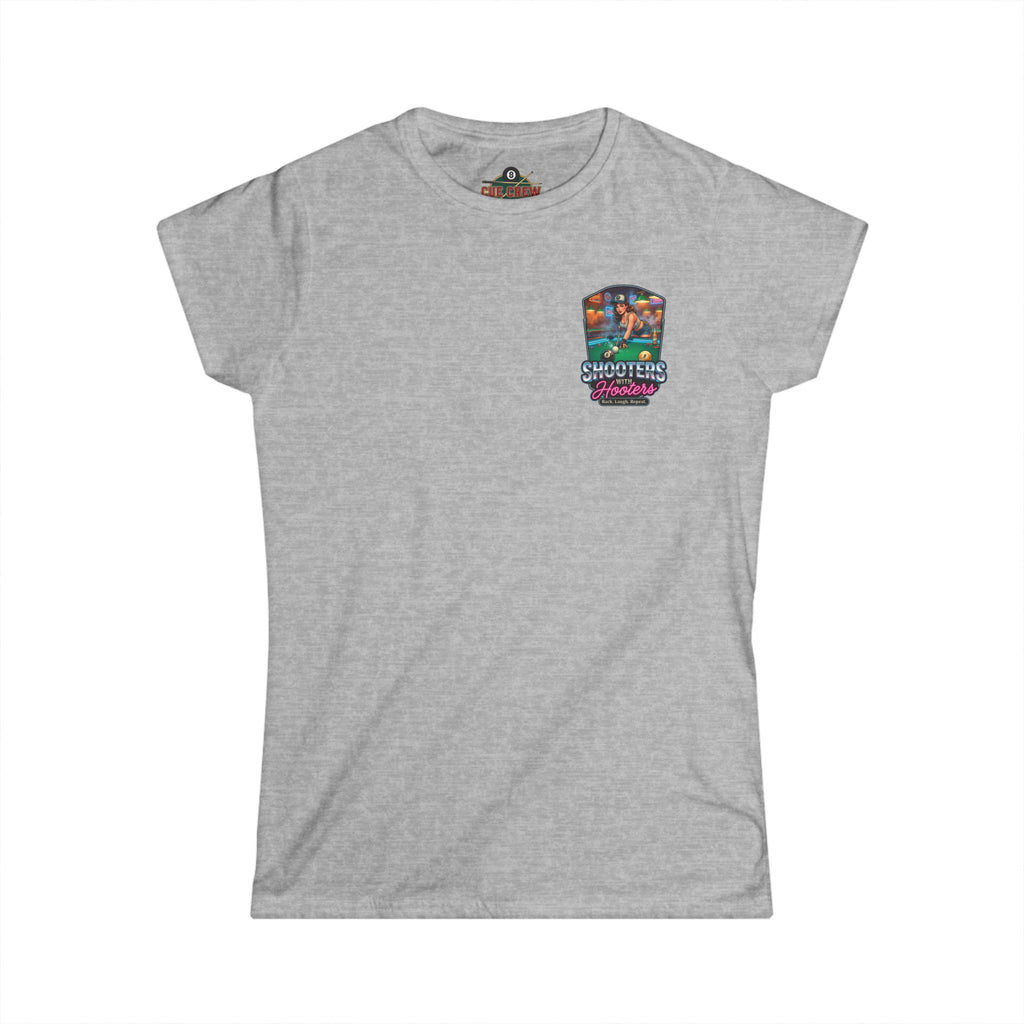 Shooters With Hooters Women's Billiards T-Shirt – Funny Pool Player Graphic Tee | Front & Back Print
