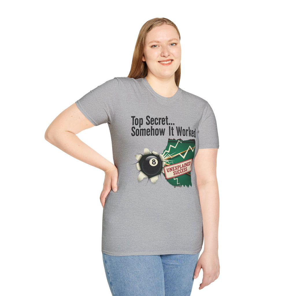 Top Secret… Somehow It Worked - Unexplained Core Line Billiards Gildan Tee