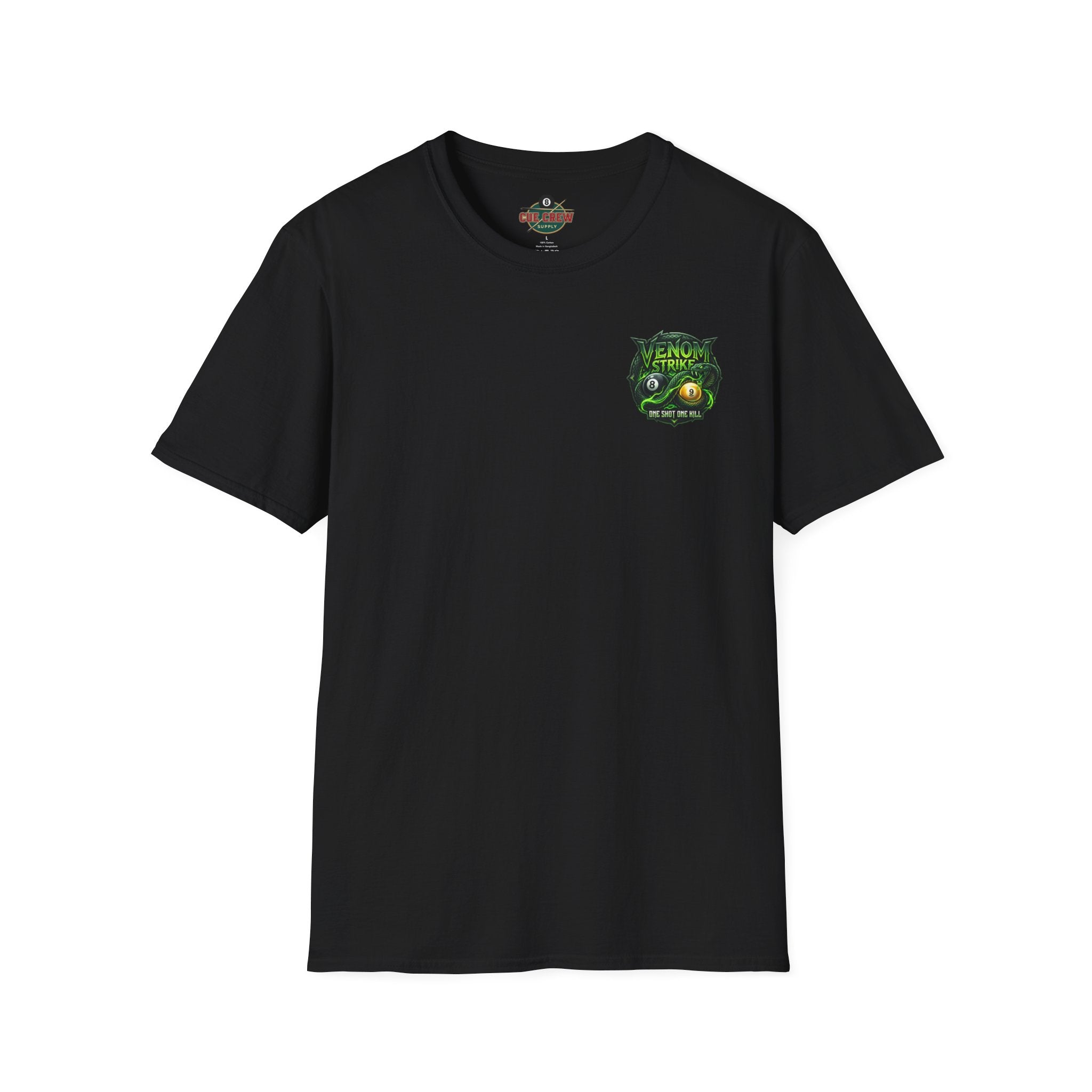 Venom Strike Snake Billiards T-Shirt | One Shot One Kill Pool Player Graphic Tee | Front & Back Print