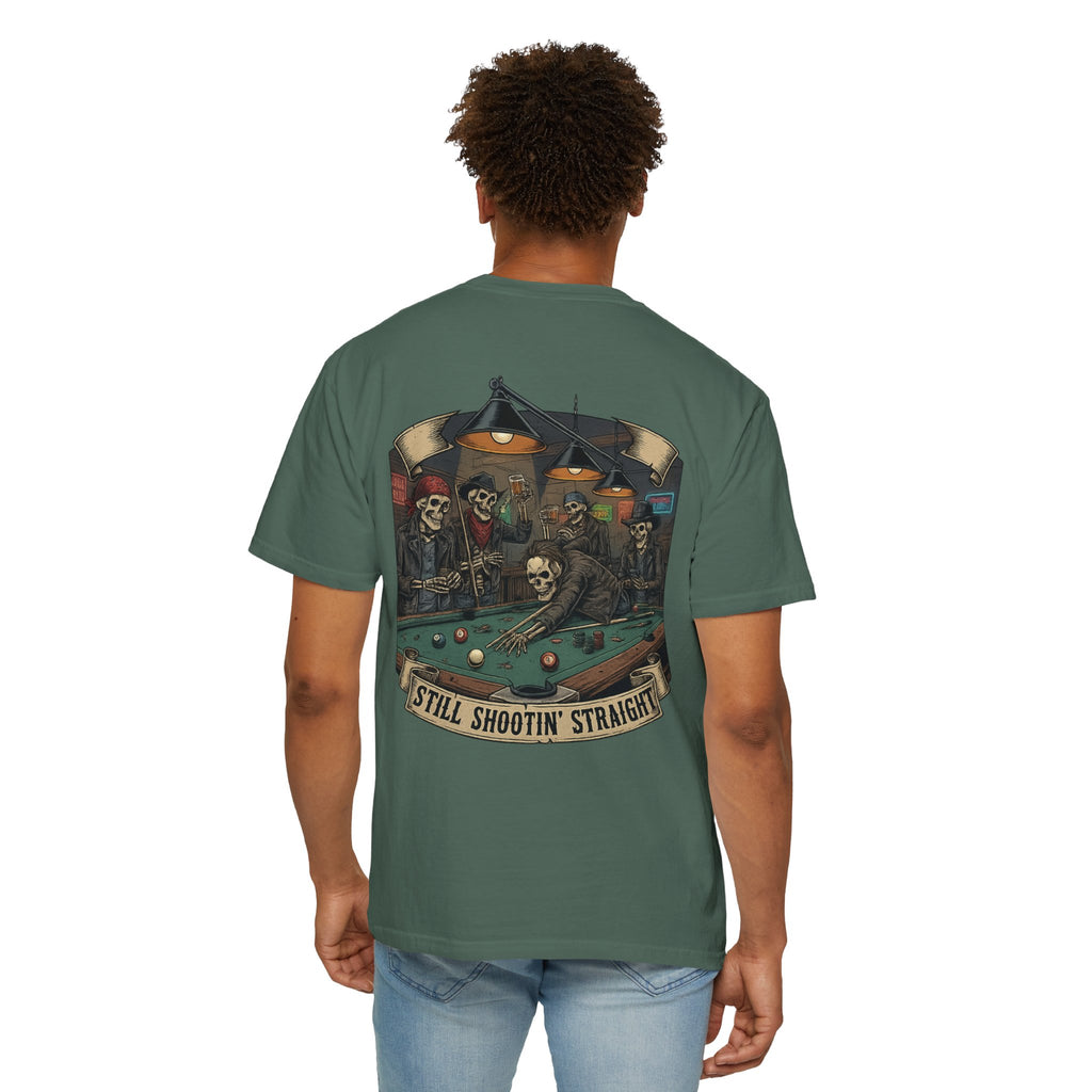 Still Shootin' Straight Pool Skeleton Comfort Colors Tee