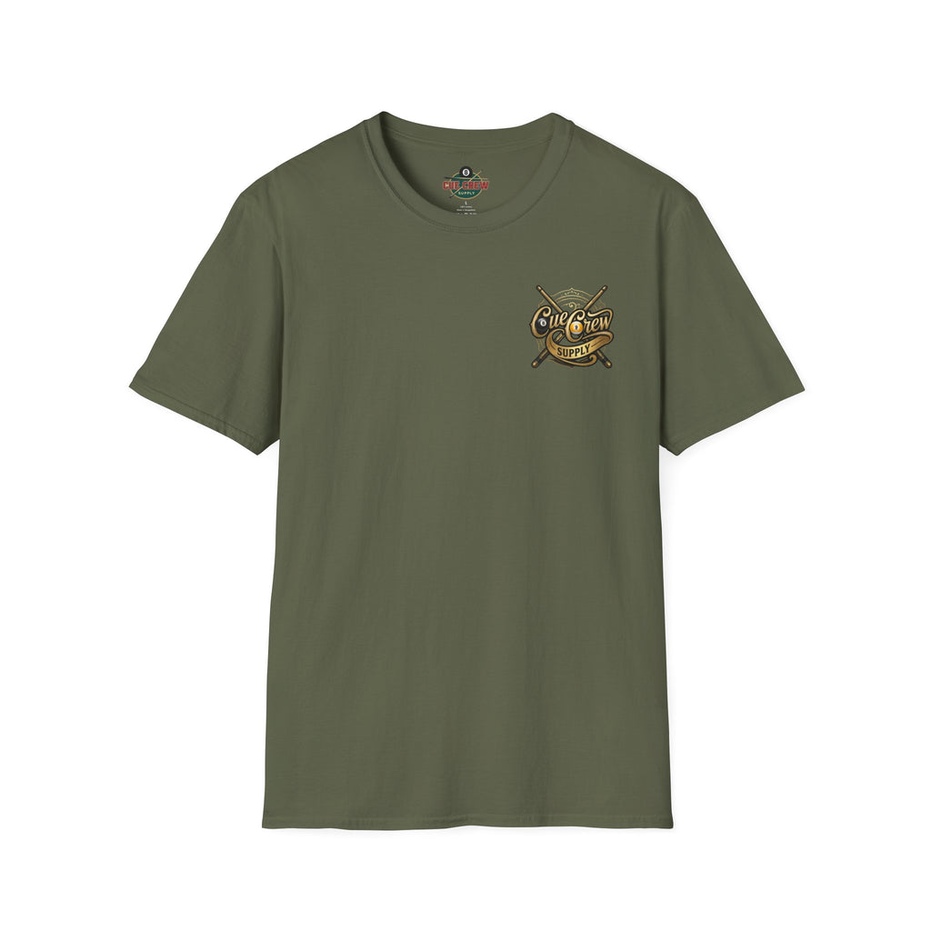 Cue Crew Supply Signature Billiards T-Shirt | Premium Pool Player Graphic Tee | Front & Back Print