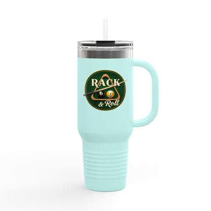 Rack & Roll Billiards Pool Cue Logo 40oz Insulated Travel Mug