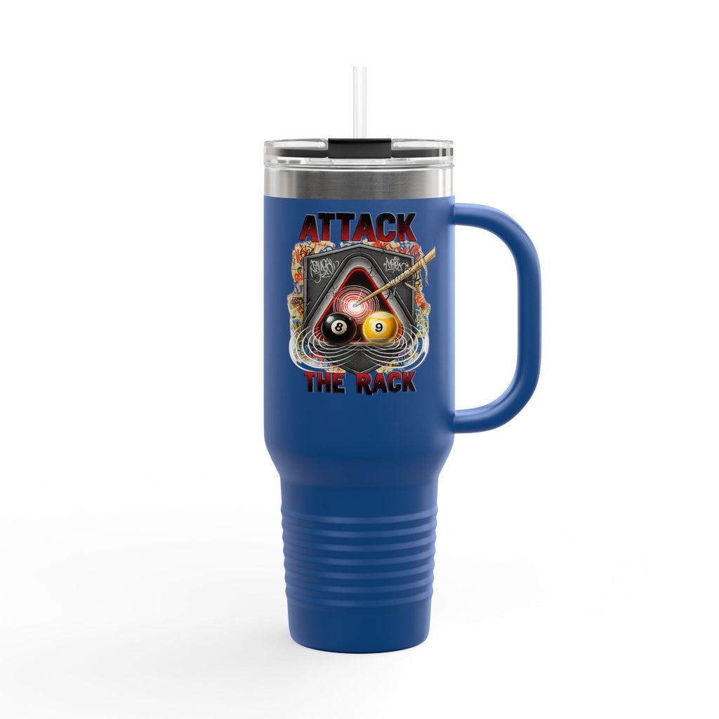 Attack the Rack 40oz Insulated Travel Mug — Pool Cue Billiards Tumbler