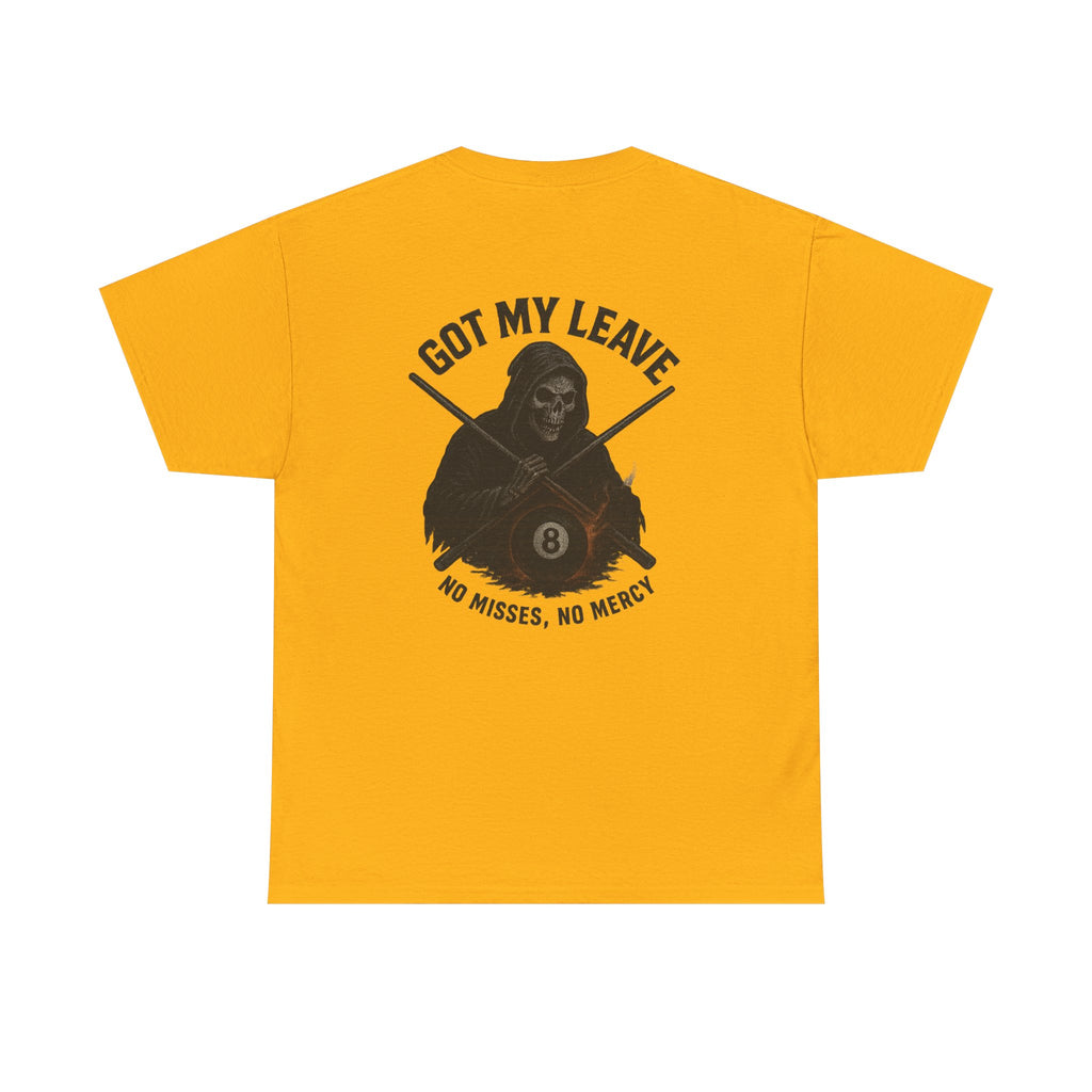 Grim Reaper Billiards Tee – “No Misses, No Mercy”  Flaming 8-Ball Graphic Shirt