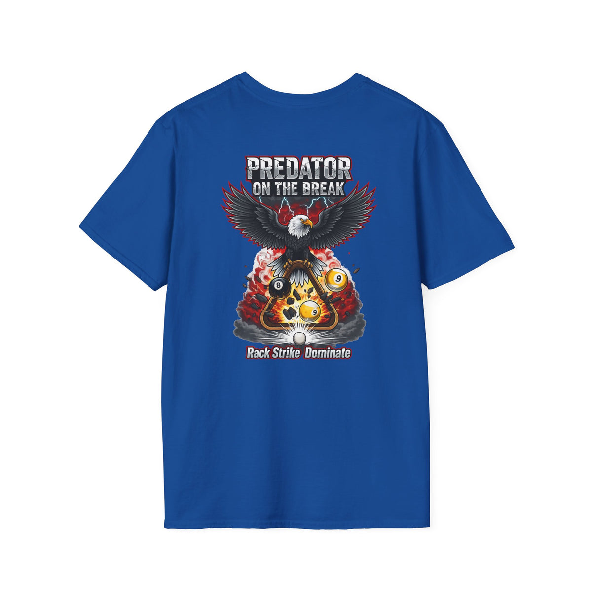 Predator on the Break Billiards T-Shirt | Eagle Pool Player Graphic Tee | Rack Strike Dominate | Front & Back Print