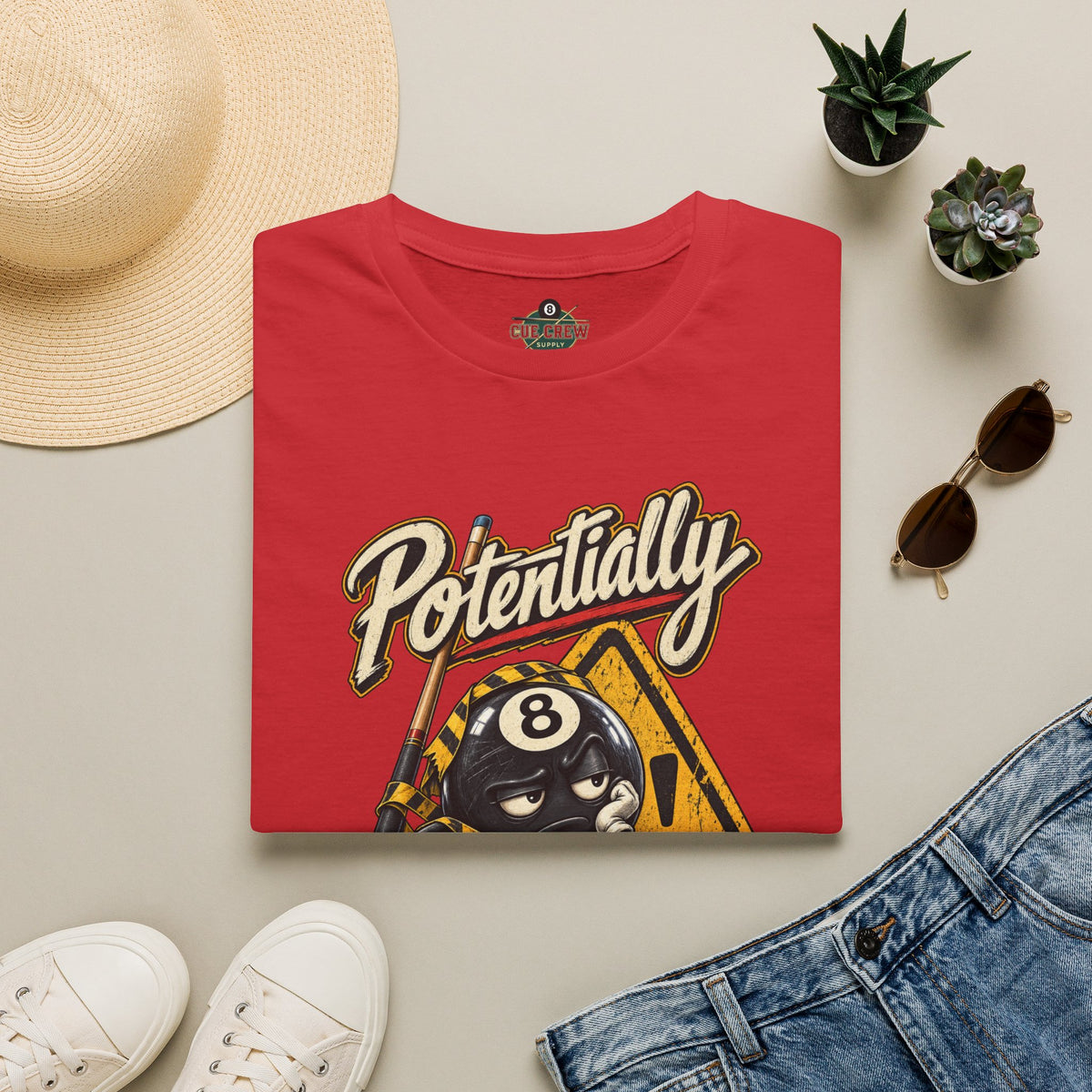 Potentially Dangerous – Funny 8-Ball Billiards T-Shirt – Pool Player Tee