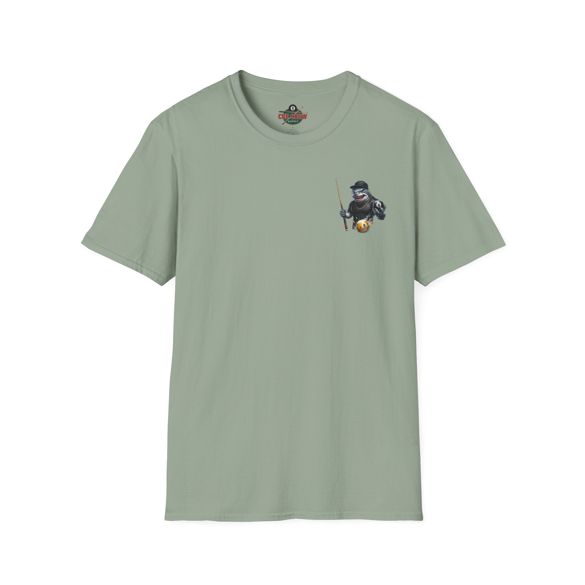 Pool Hall Predator Shark Billiards T-Shirt | Front & Back Print Gangster 8 Ball & Breaking 9 Ball Graphic Unisex Tee