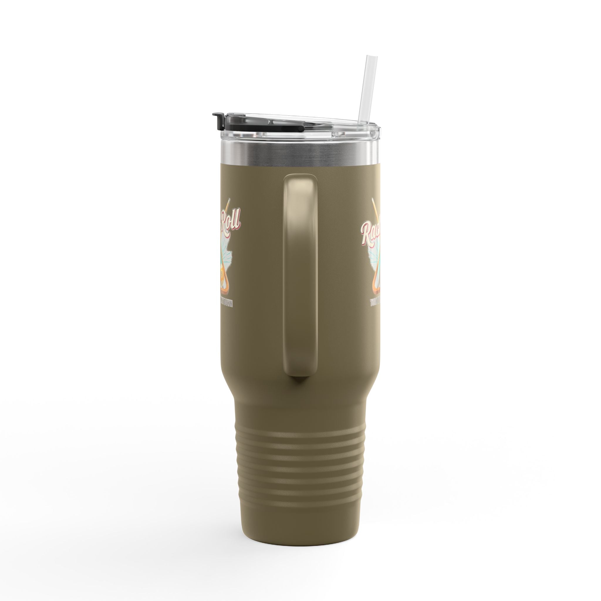 Rack & Roll v2 40oz Insulated Travel Mug – Pool Cue Billiards Design,