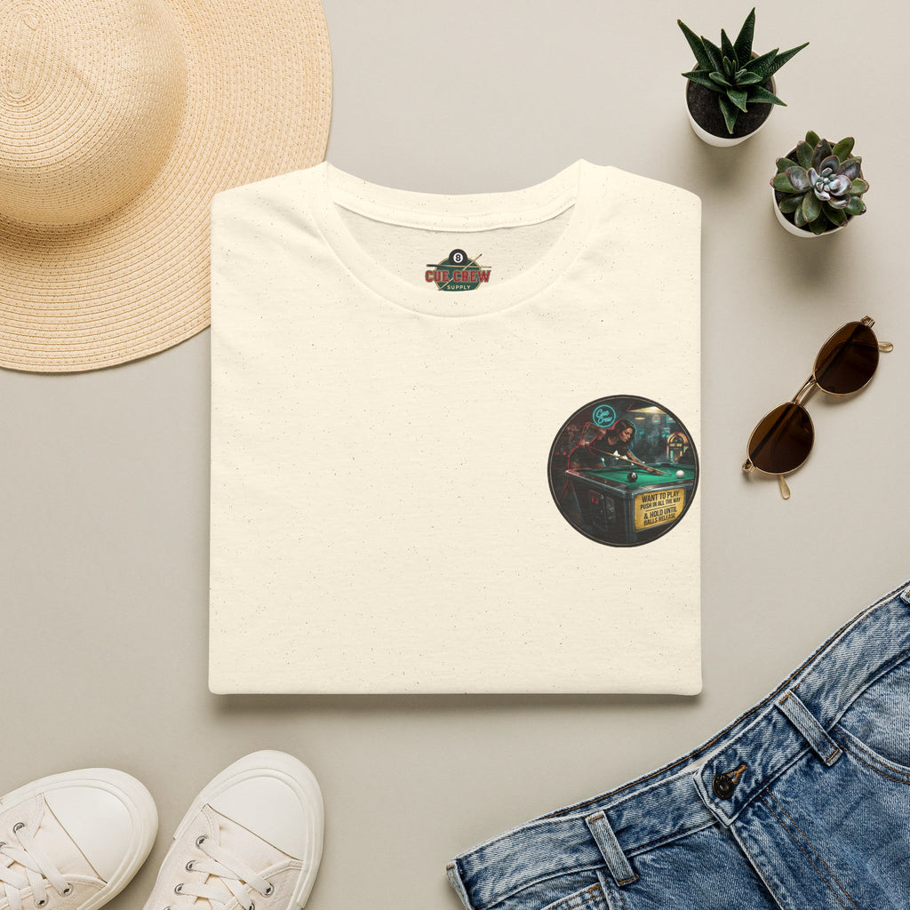 Push In All The Way Billiards T-Shirt – Vintage Coin-Op Pool Hall Graphic Tee | Front & Back Print