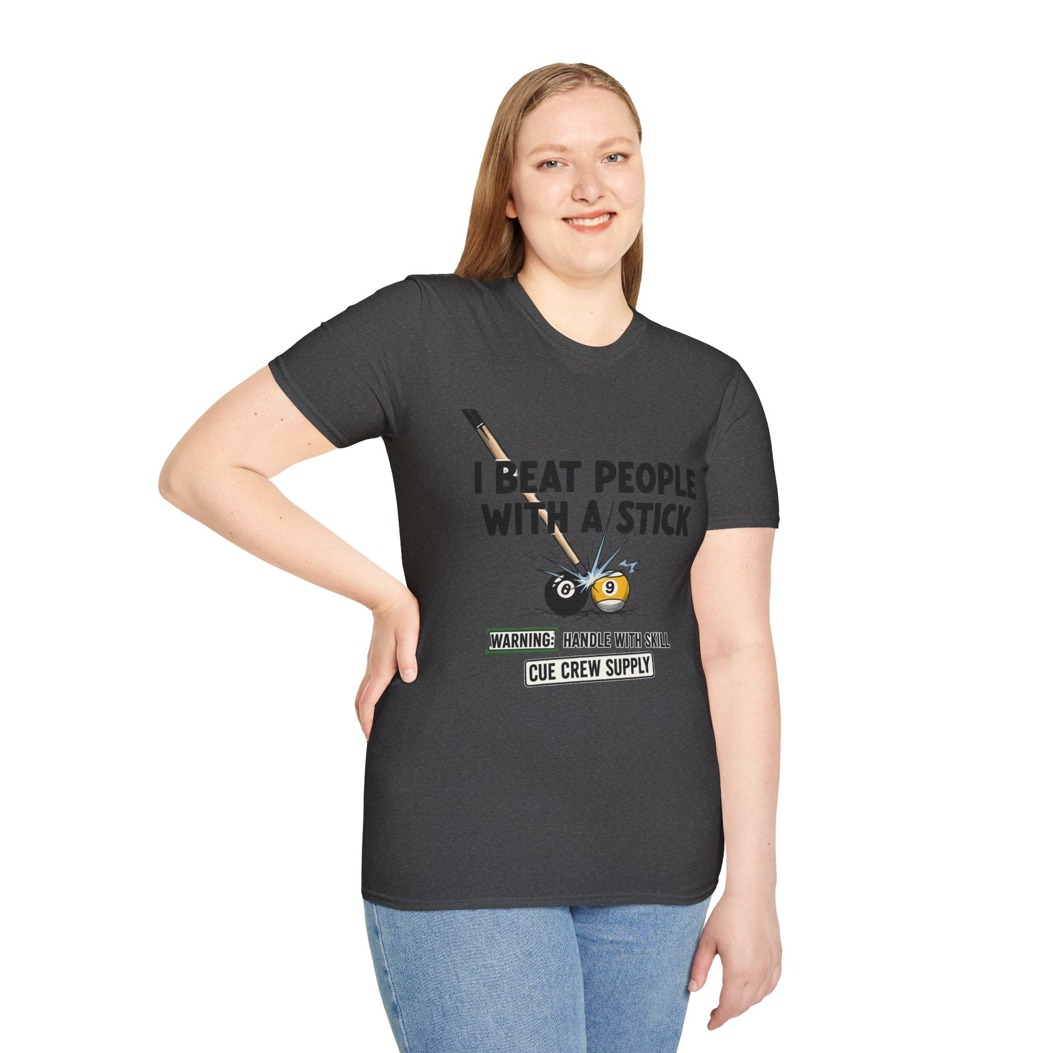 I Beat People With A Stick Funny Billiards Core Line Gildan Tee