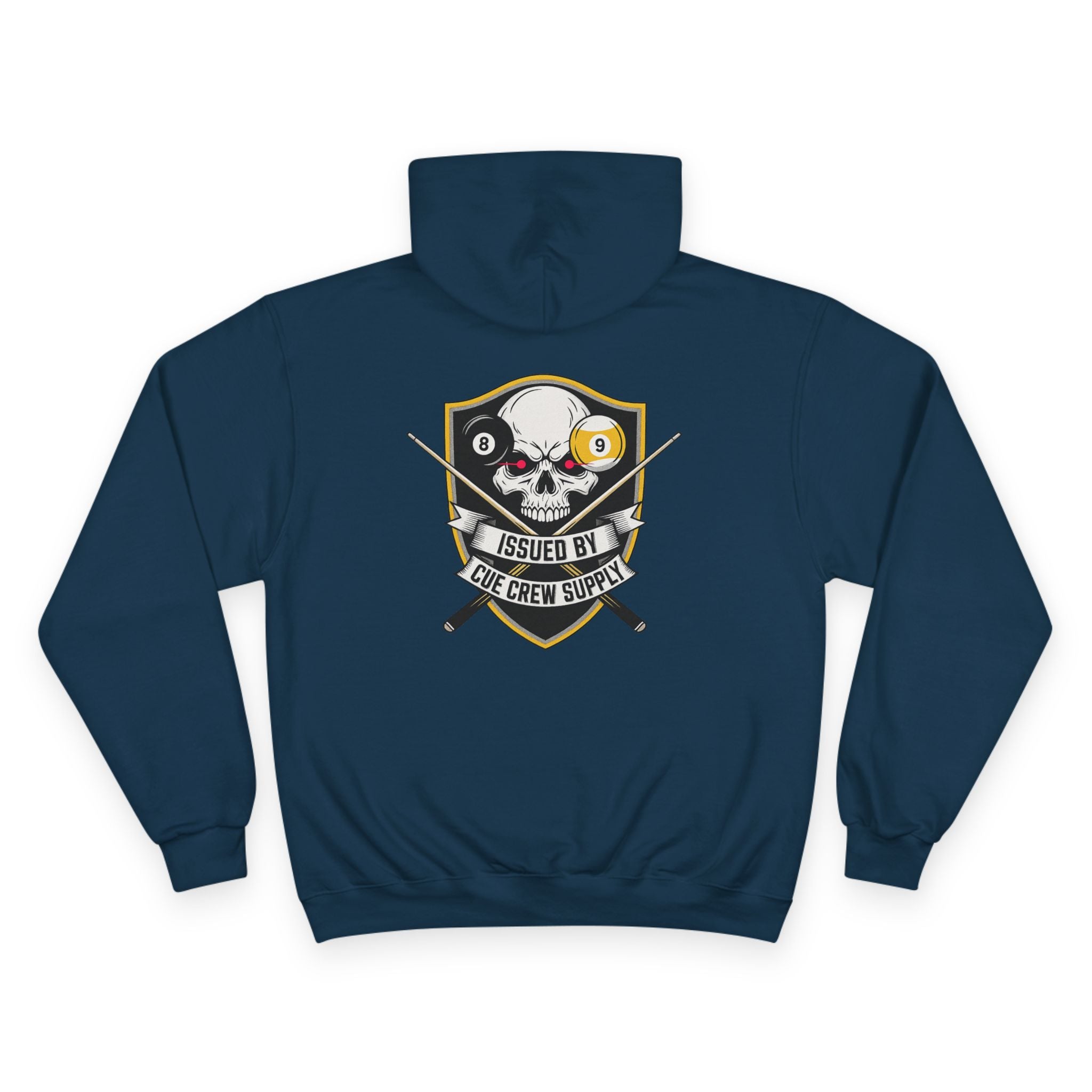 Issued By Cue Crew Supply Skull Billiards Champion Hoodie