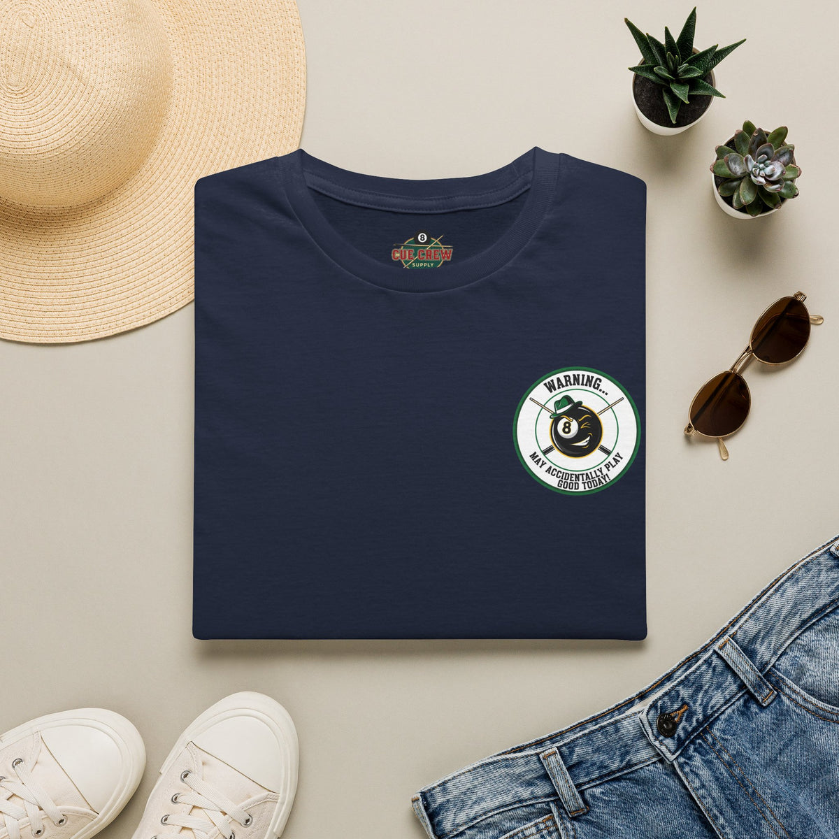 Warning... May Accidentally Play Good Today Billiards T-Shirt | Funny Pool Player Graphic Tee | Front & Back Print