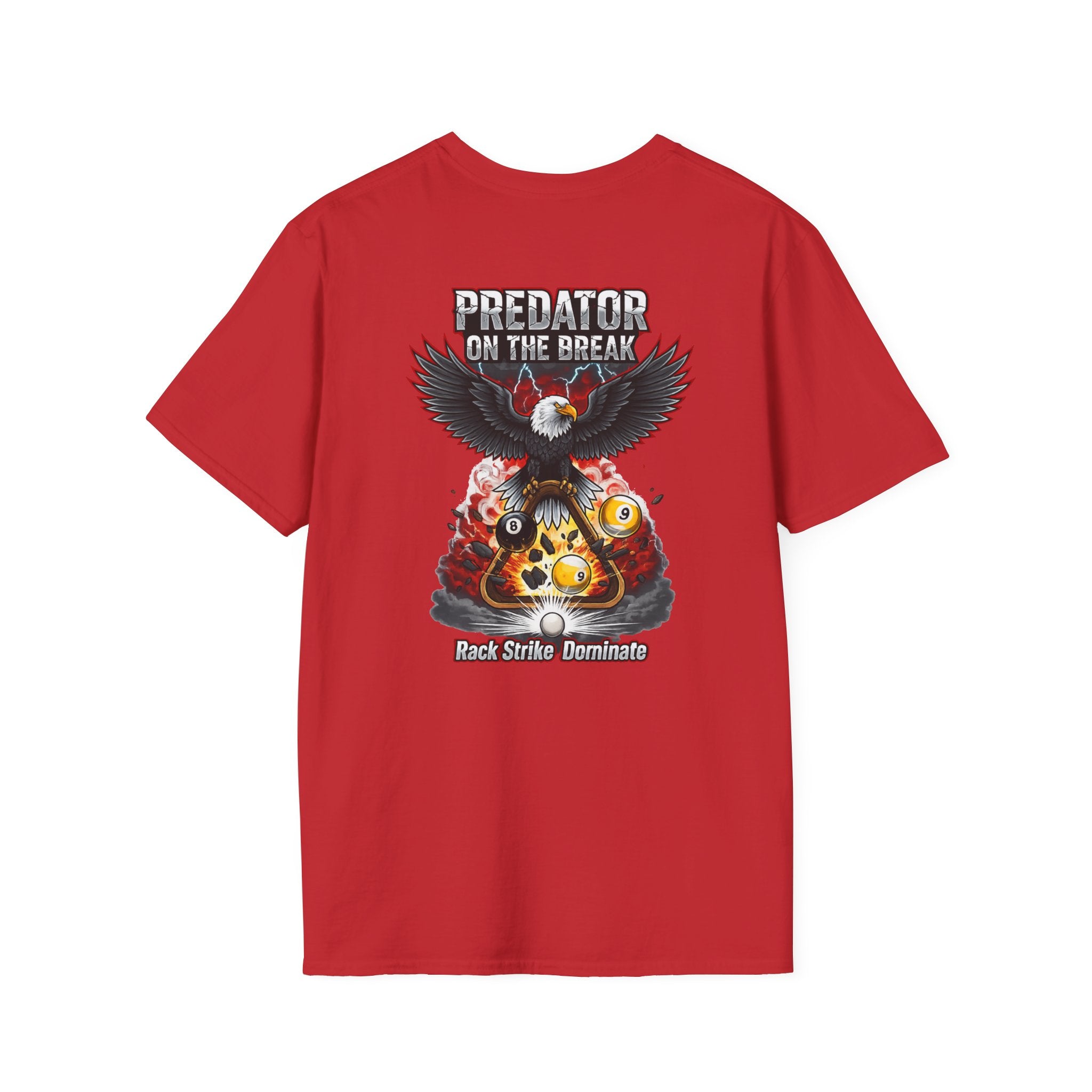 Predator on the Break Billiards T-Shirt | Eagle Pool Player Graphic Tee | Rack Strike Dominate | Front & Back Print