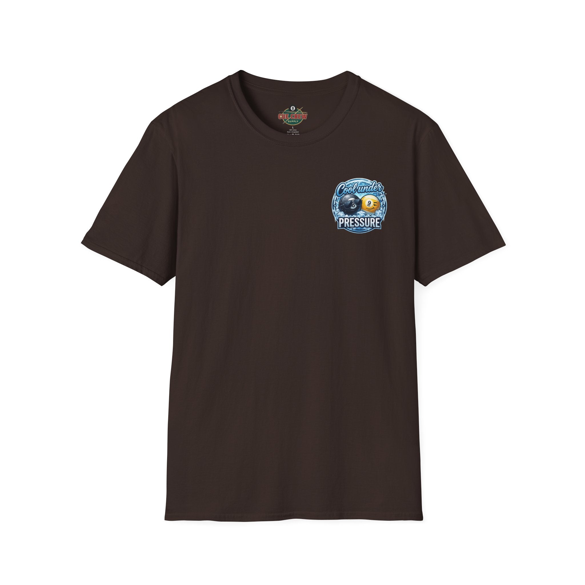 Cool Under Pressure Billiards T-Shirt | Ice Cold 8 Ball & 9 Ball Pool Player Graphic Tee | Front & Back Print