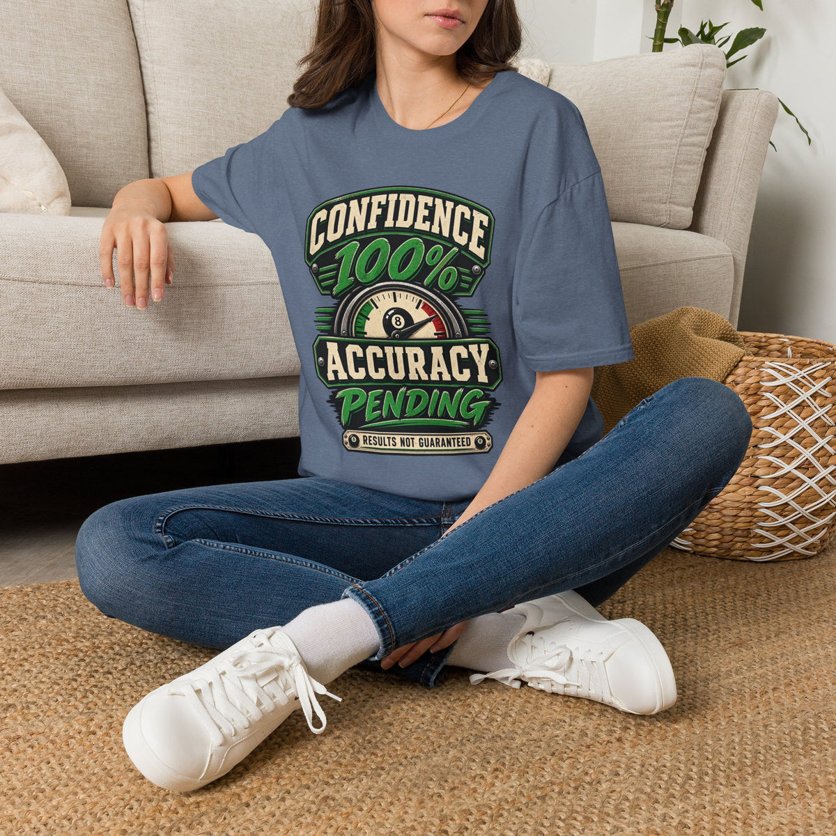 Confidence 100% Accuracy Pending – Funny Billiards T-Shirt – Pool Player Tee